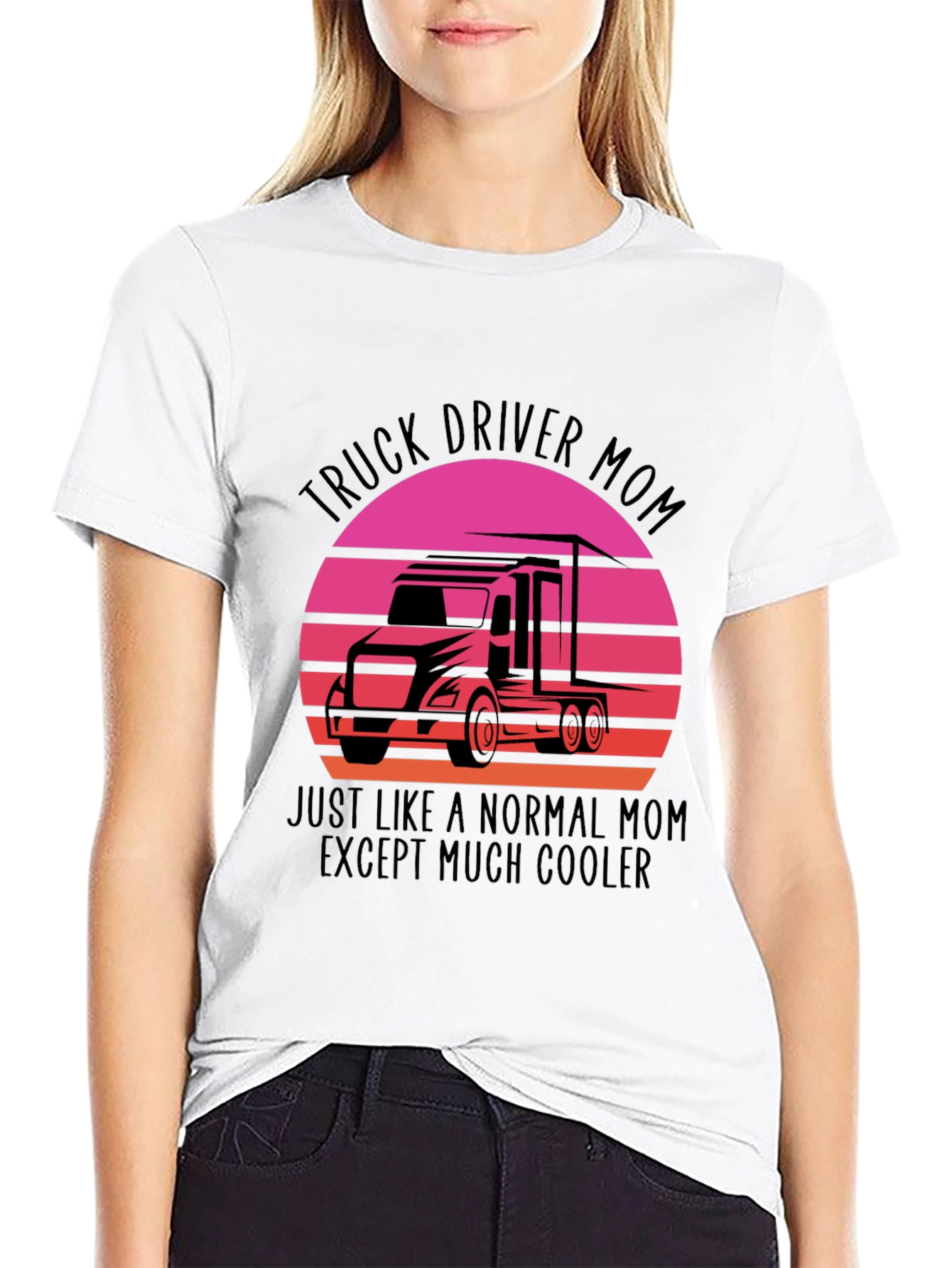 Black Truck Driver Mom Graphic Tee - Cool Mom Shirt view 9