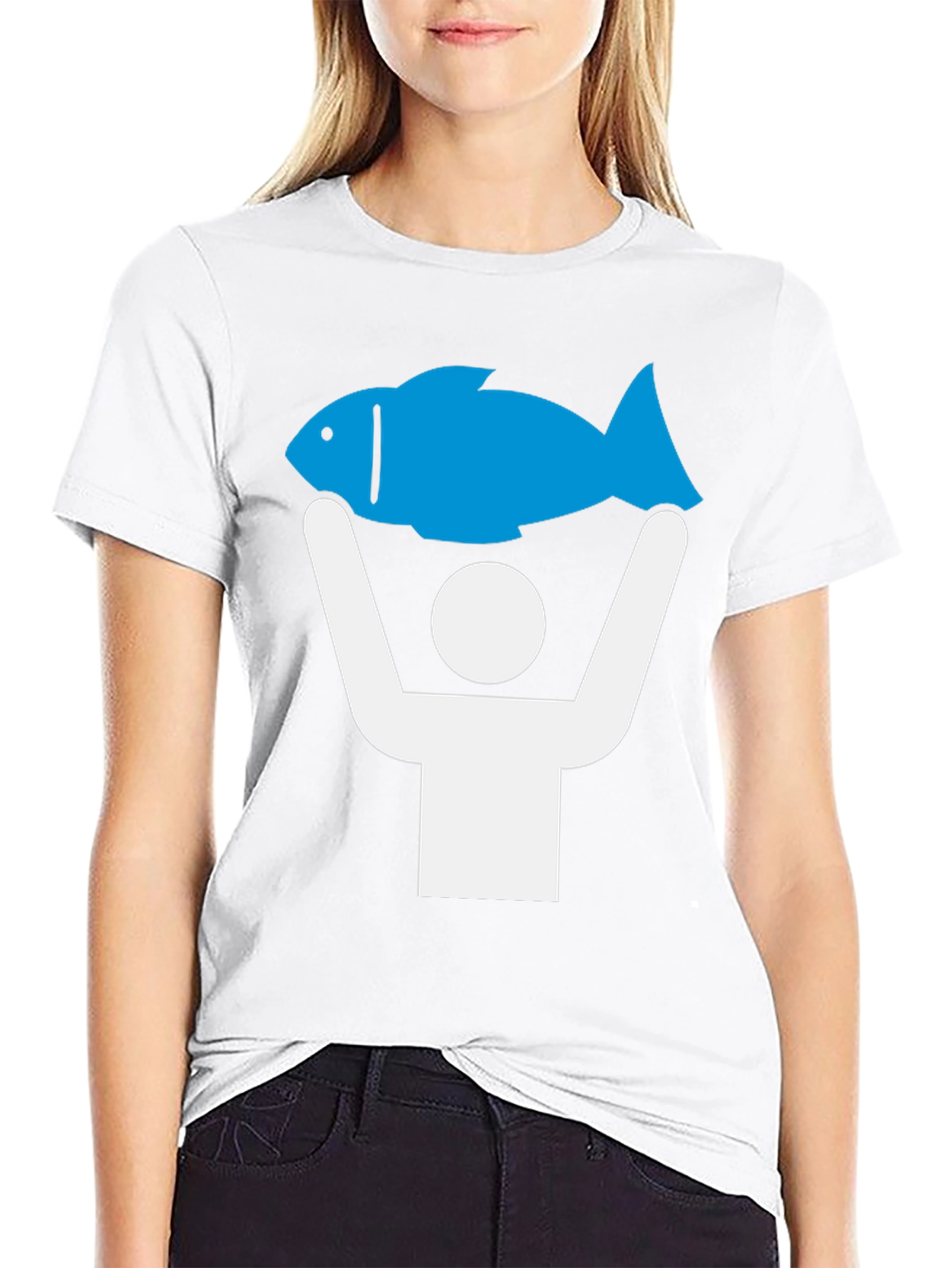Black Funny Fish Catch T-Shirt - Blue Graphic Tee view 9