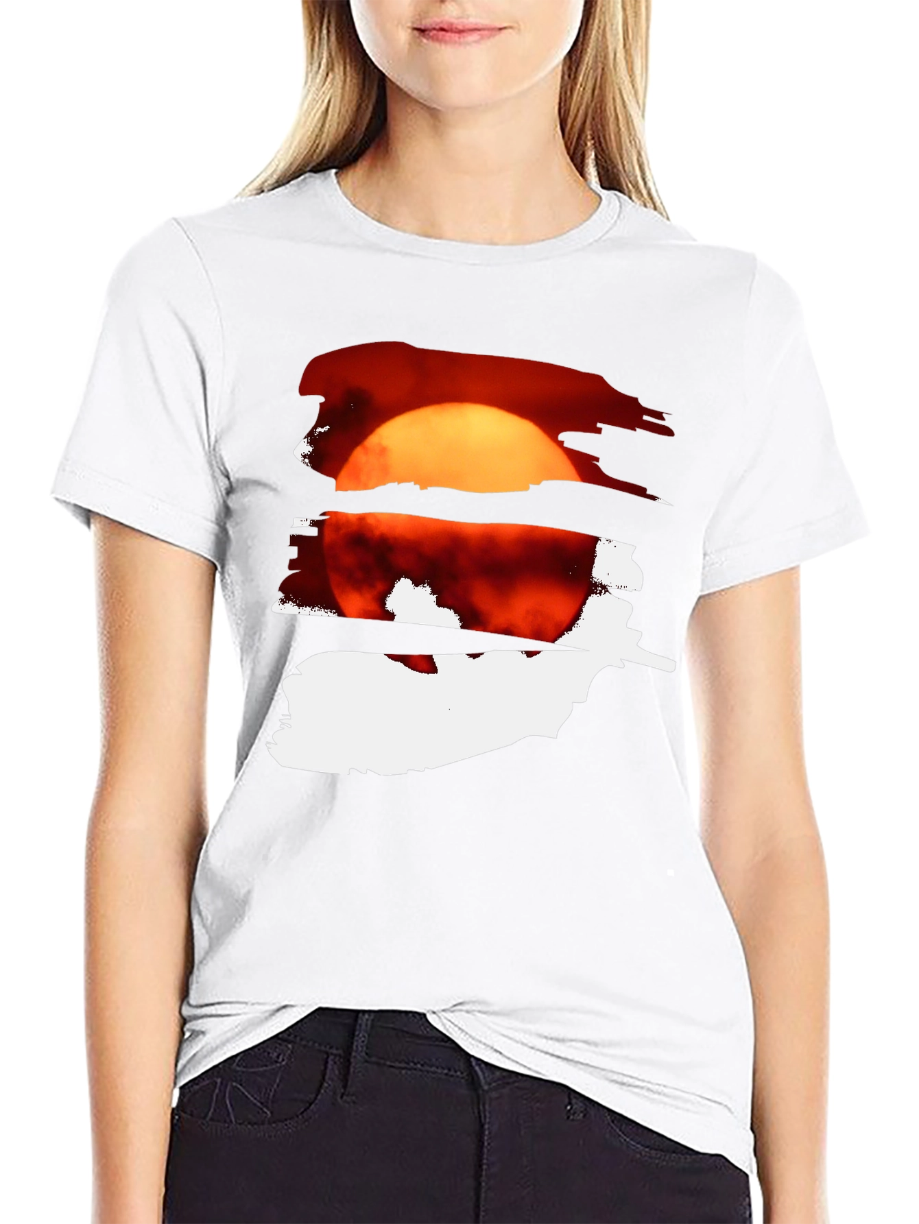 Black Sunset Graphic Tee - Cool Black Cotton Blend view 9