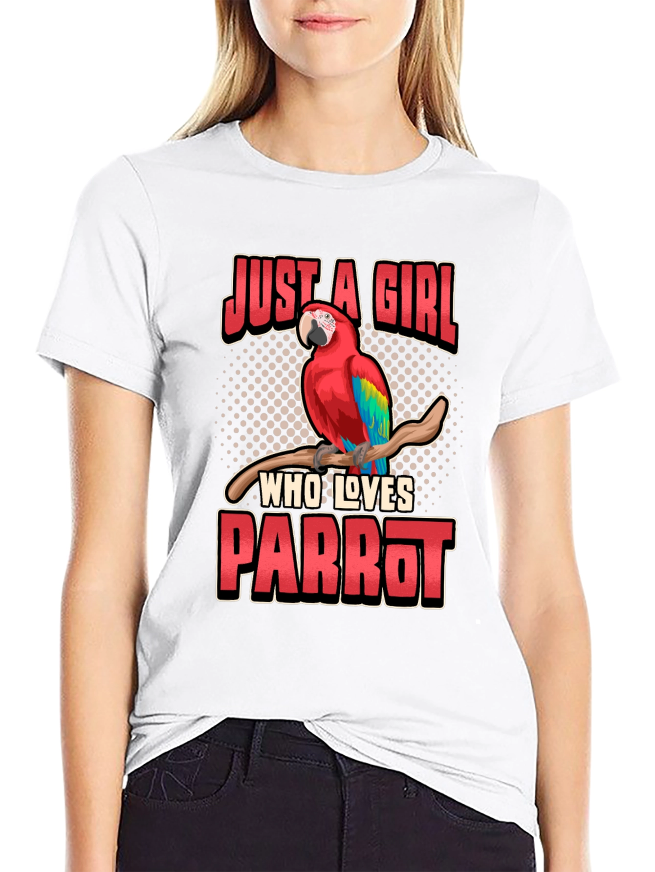 Black Just A Girl Who Loves Parrot T-Shirt view 9