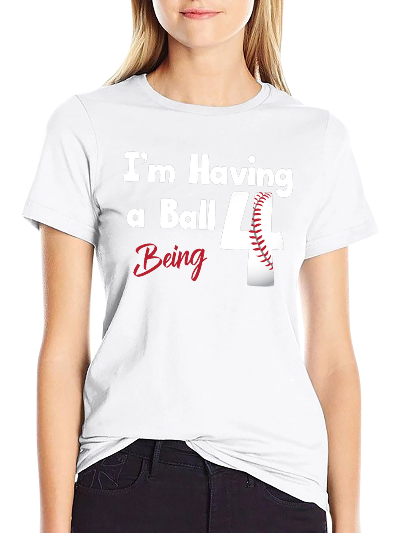 Black Baseball Birthday Shirt - "I'm Having a Ball Being 4" view 9