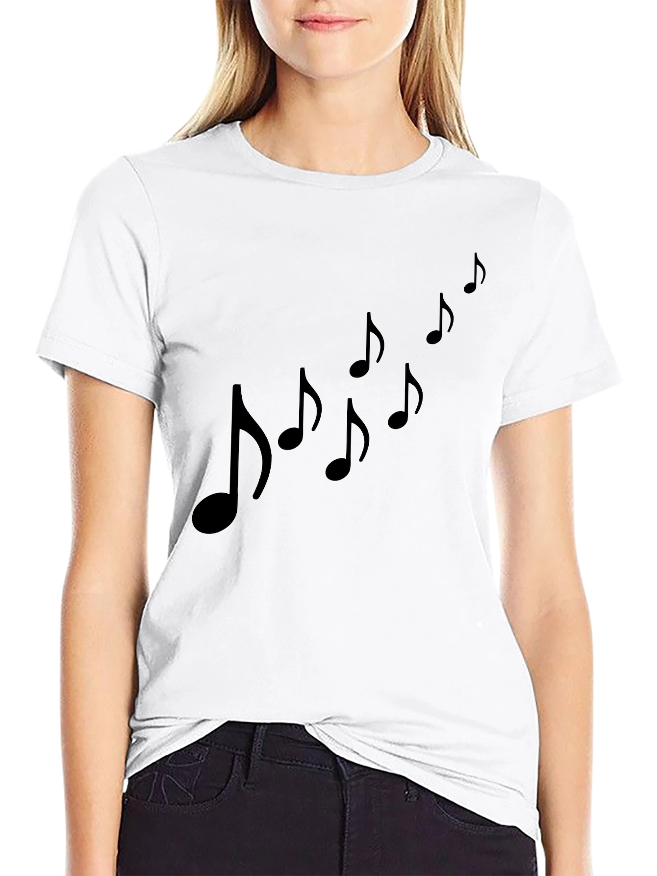 Black Musical Notes Black T-Shirt view 9