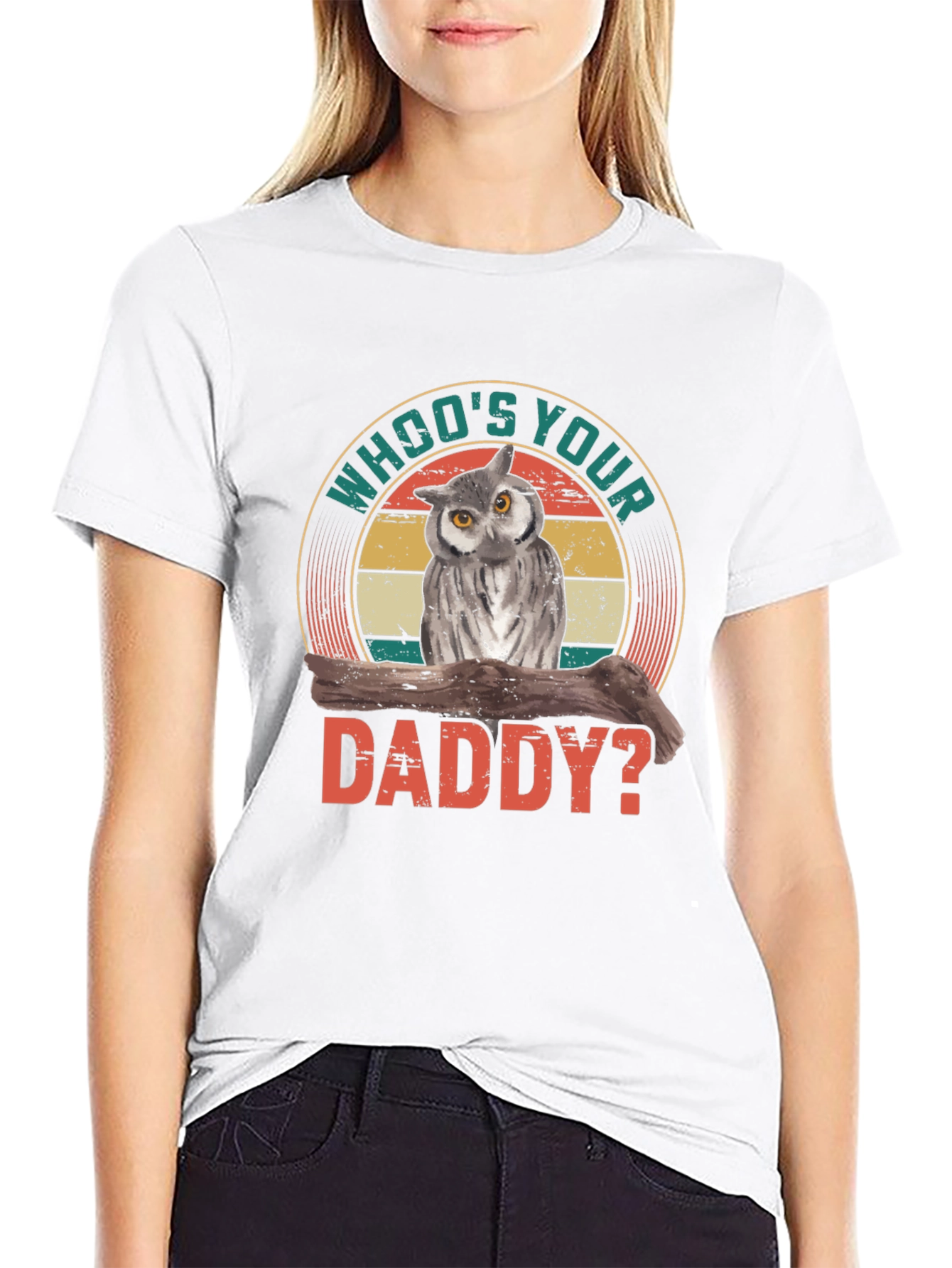 Black Who's Your Daddy Owl Graphic Tee - Vintage Style view 9