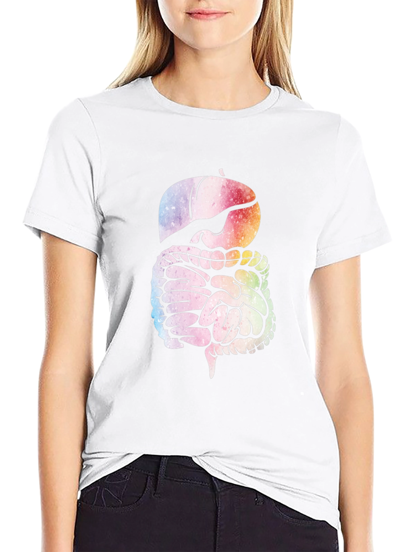 Black Digestive System Graphic Tee - Novelty Anatomy Shirt view 9