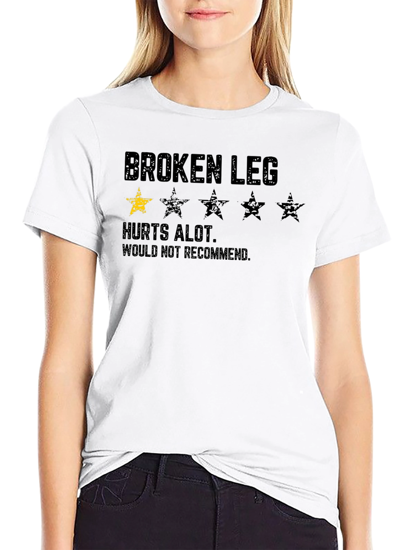 Black Broken Leg T-Shirt - Hurts Alot view 9