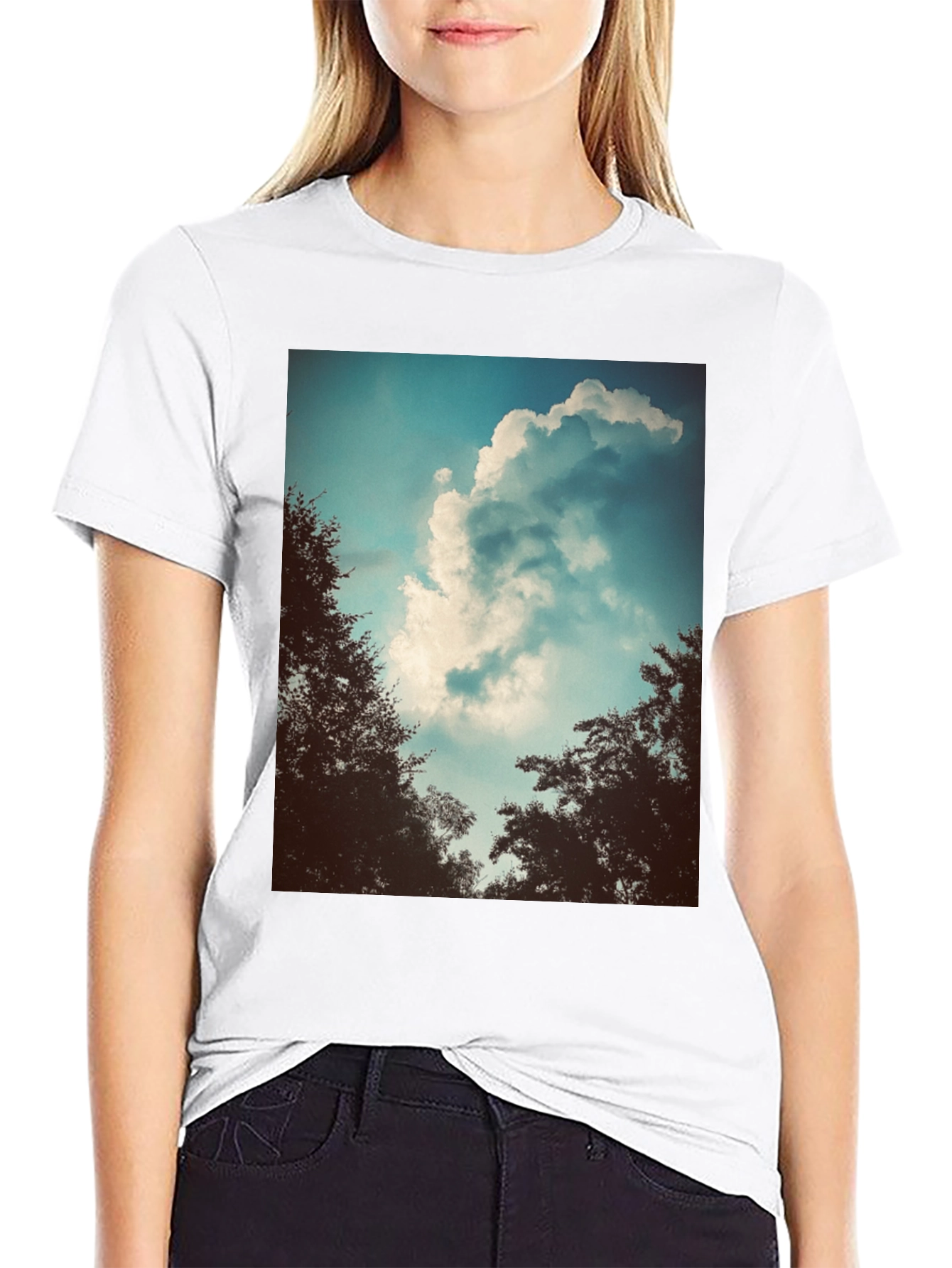 Black Cloudscape Graphic Tee - Nature Inspired Design view 9