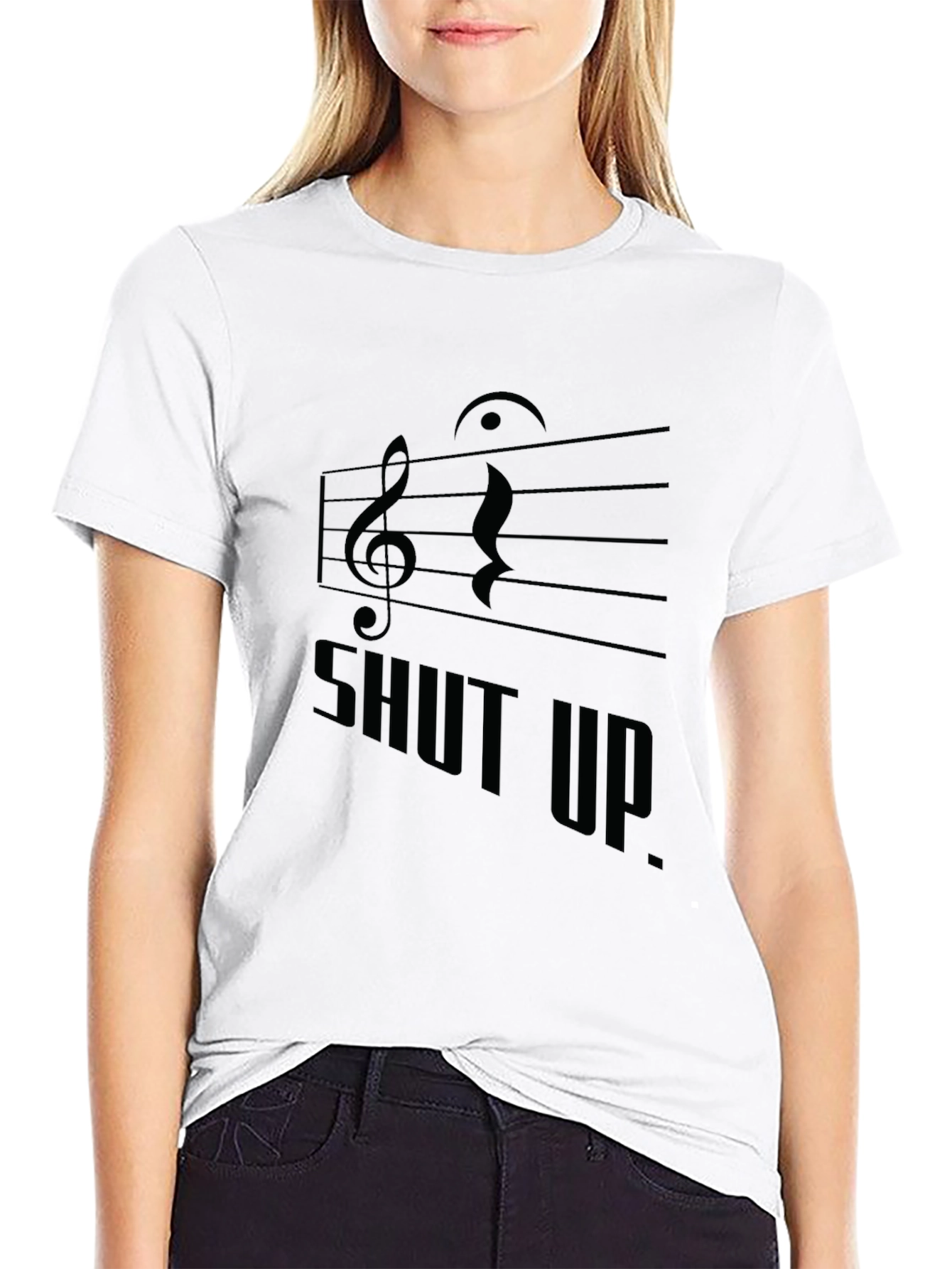Black Musical "Shut Up." Black Graphic Tee view 9