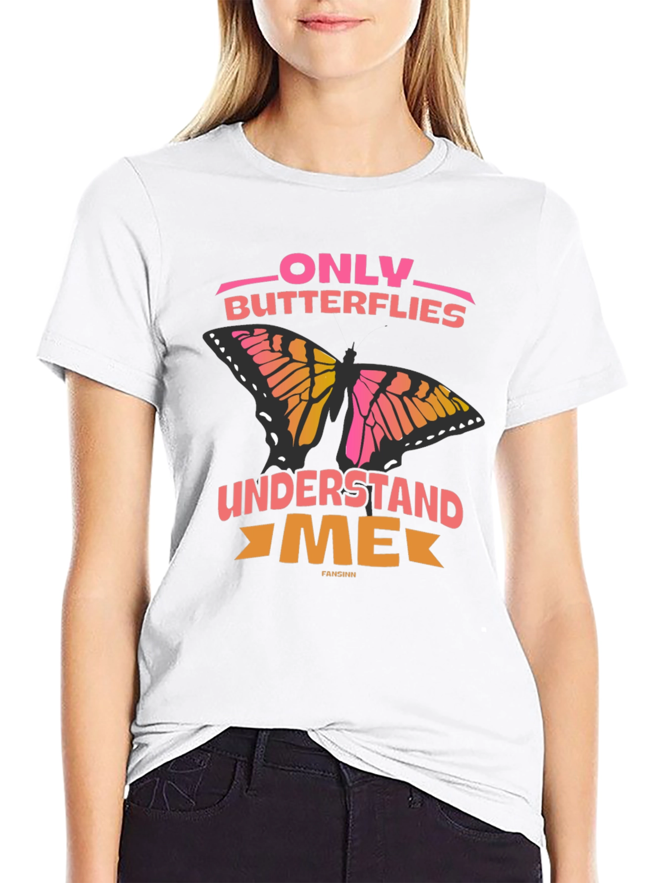 Black Only Butterflies Understand Me T-Shirt view 9