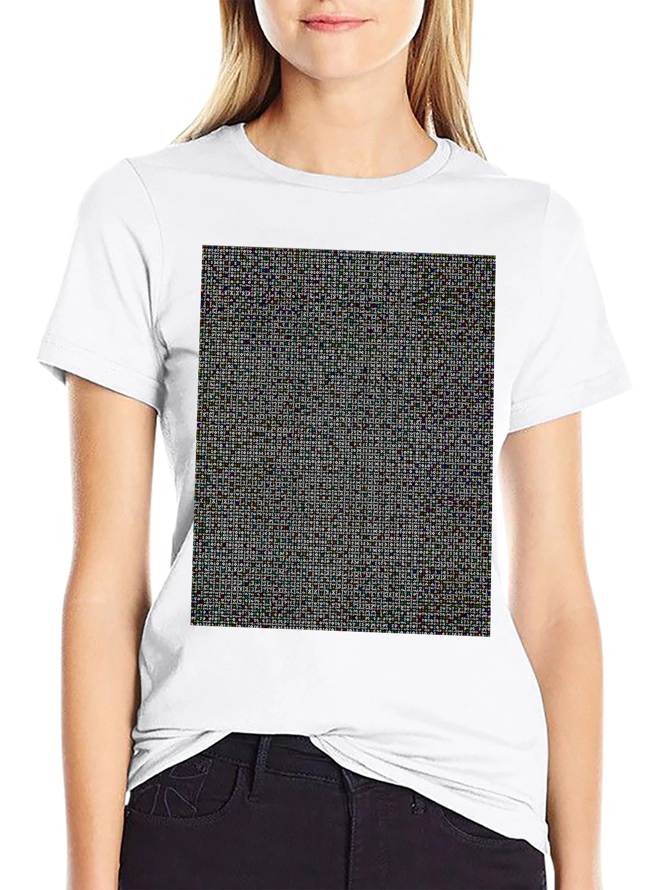 Black Pixel Pattern T-Shirt view 9