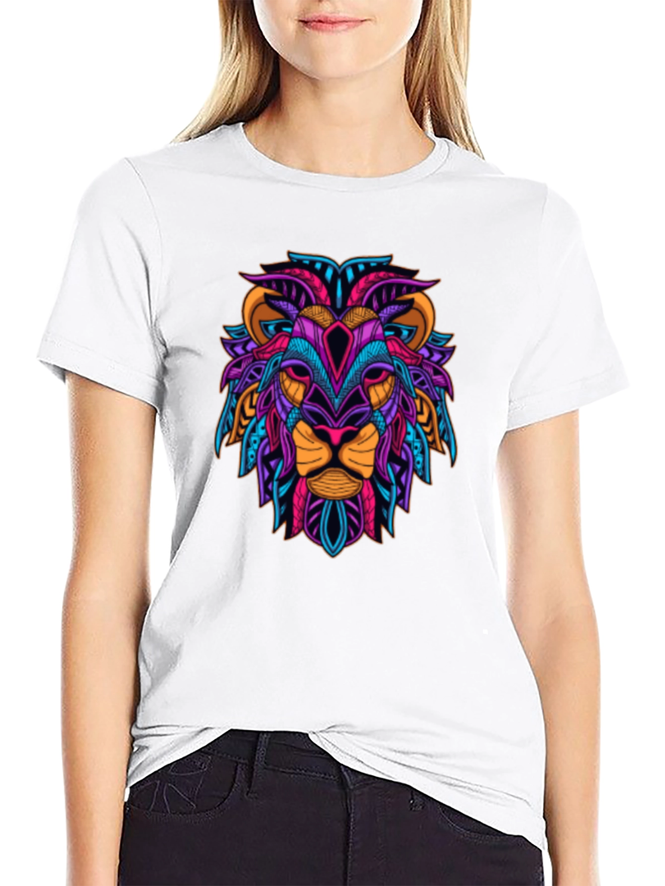 Black Vibrant Lion Graphic Tee - Bold Style view 9