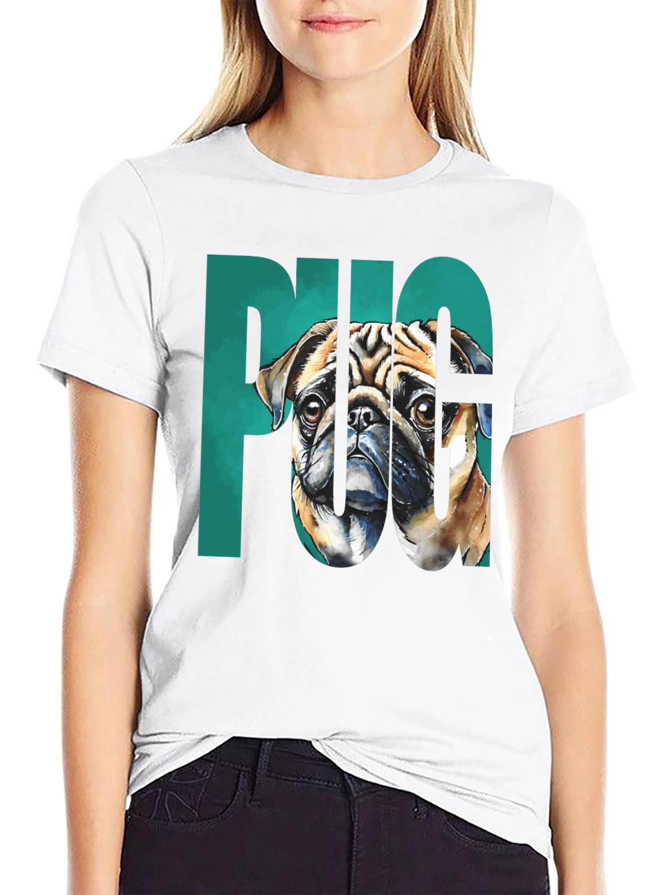 Black Pug Graphic Tee - Men's Black Cotton T-Shirt view 9