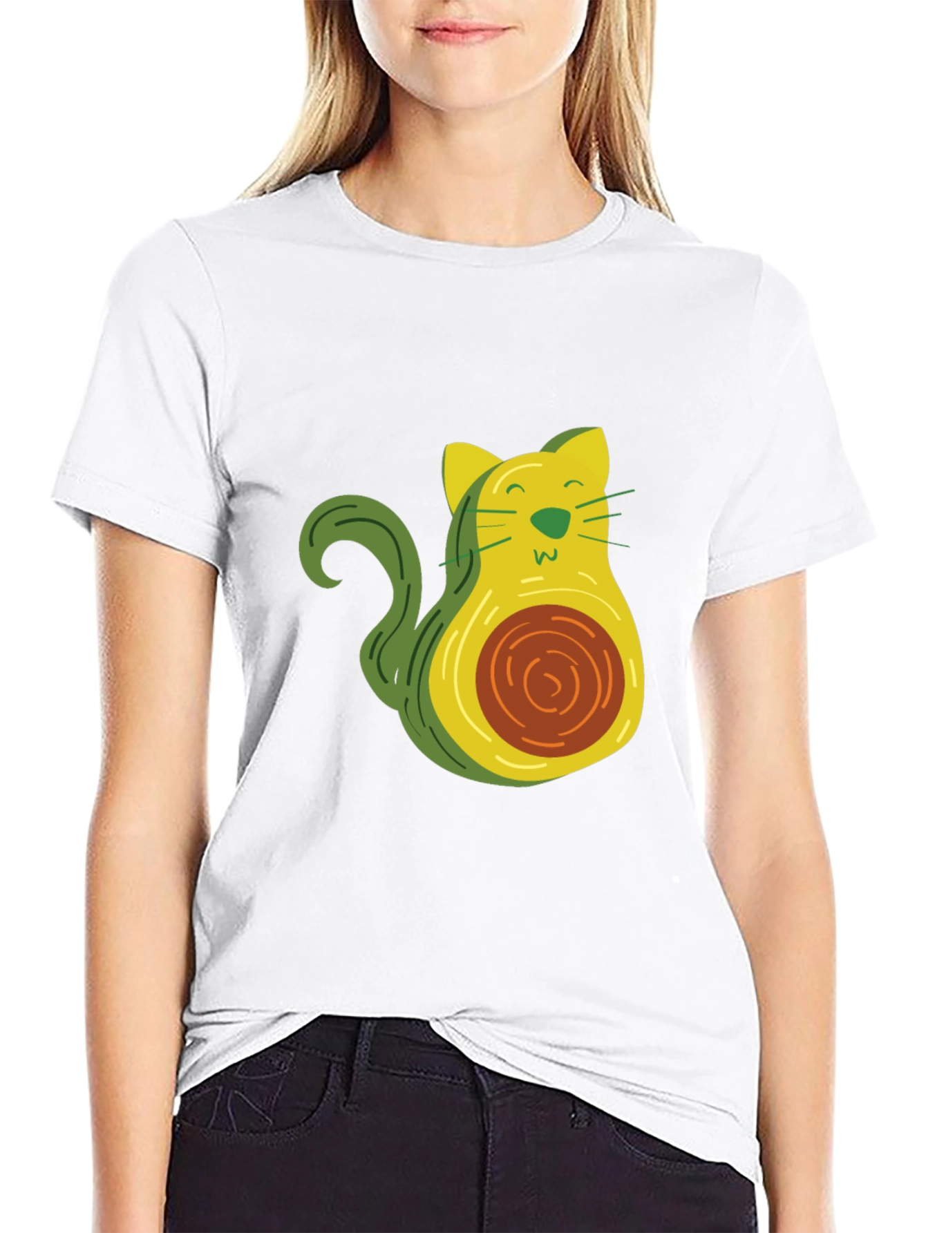Black Avocado Cat Graphic T-Shirt - Unique & Fun Design! view 9