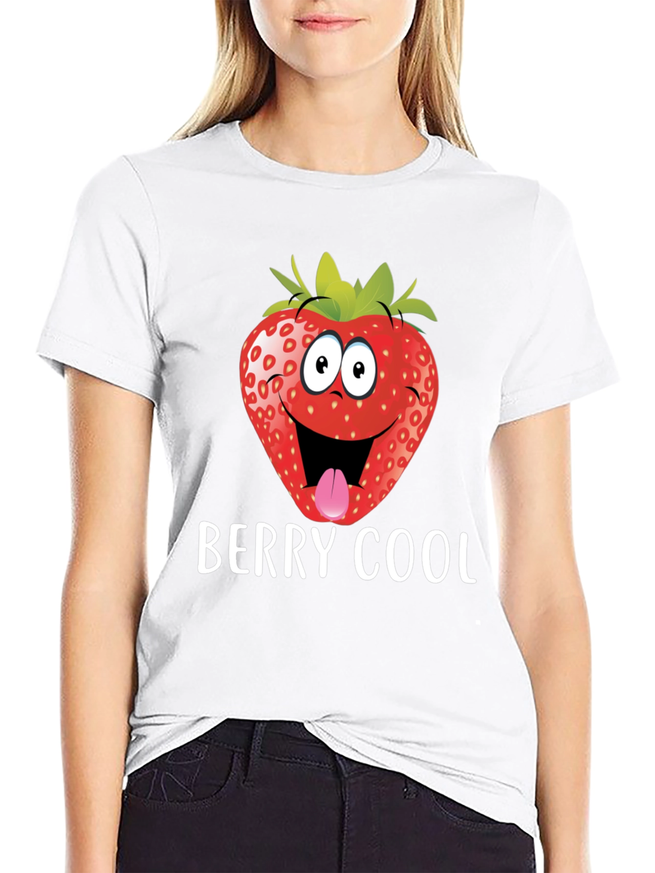 Black Berry Cool Strawberry Graphic Tee - Funny T-Shirt view 9