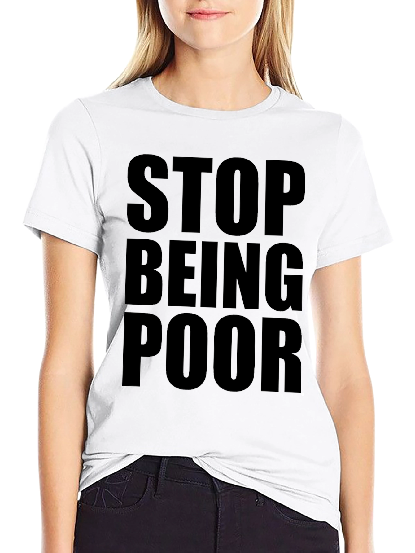 Black Stop Being Poor Graphic Tee - Bold Statement Shirt view 9