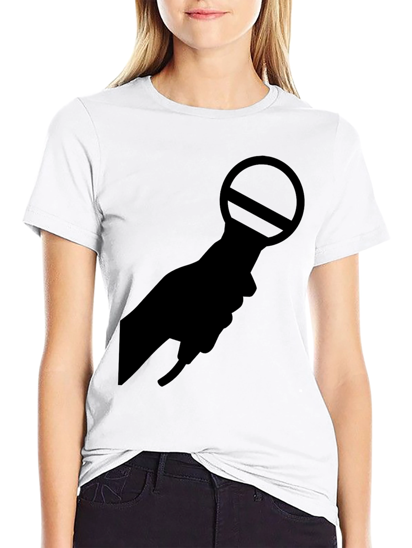 Black Black Hand Microphone Silence T-Shirt view 9