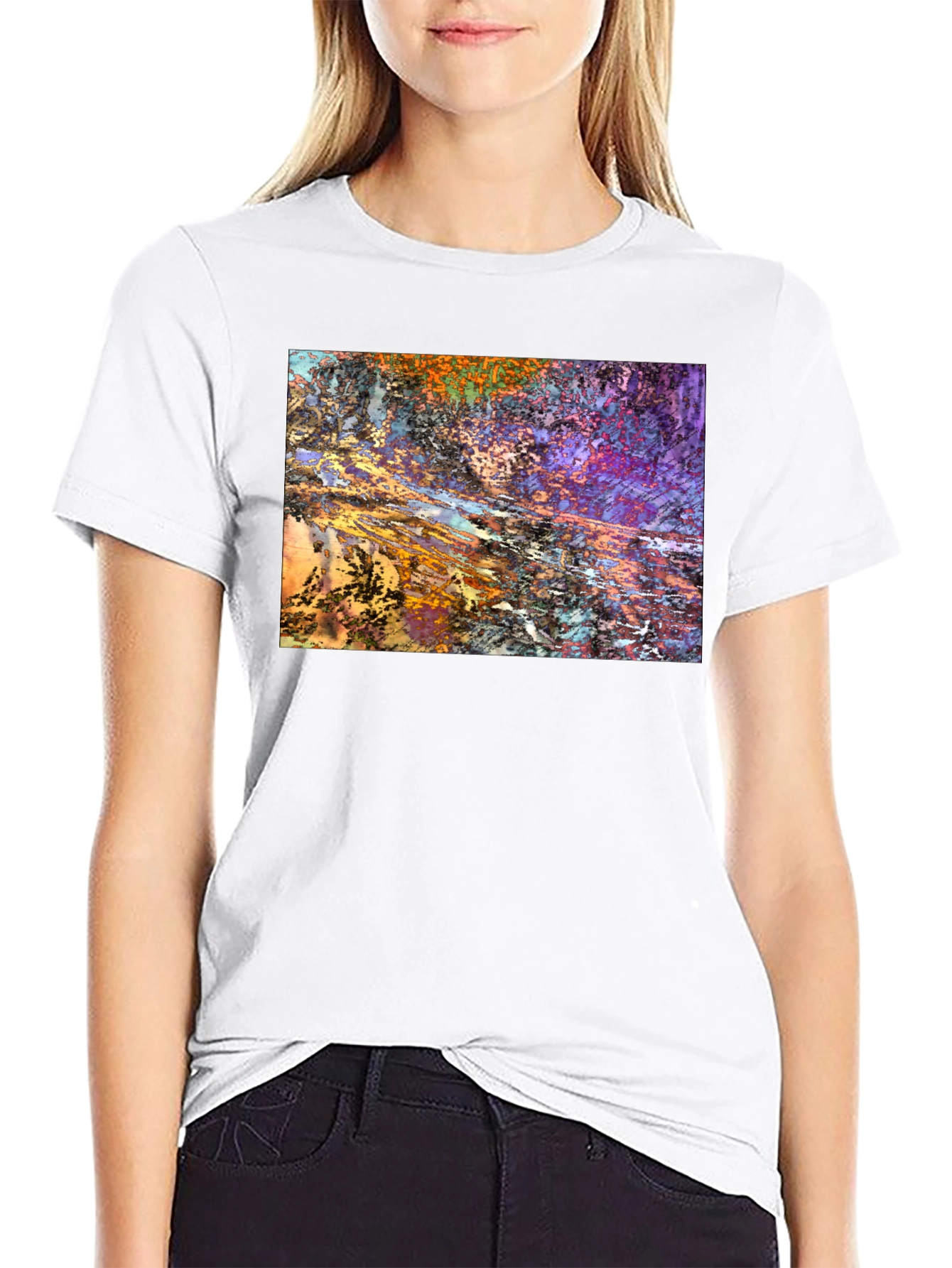 Black Abstract Art Print Black T-Shirt view 9