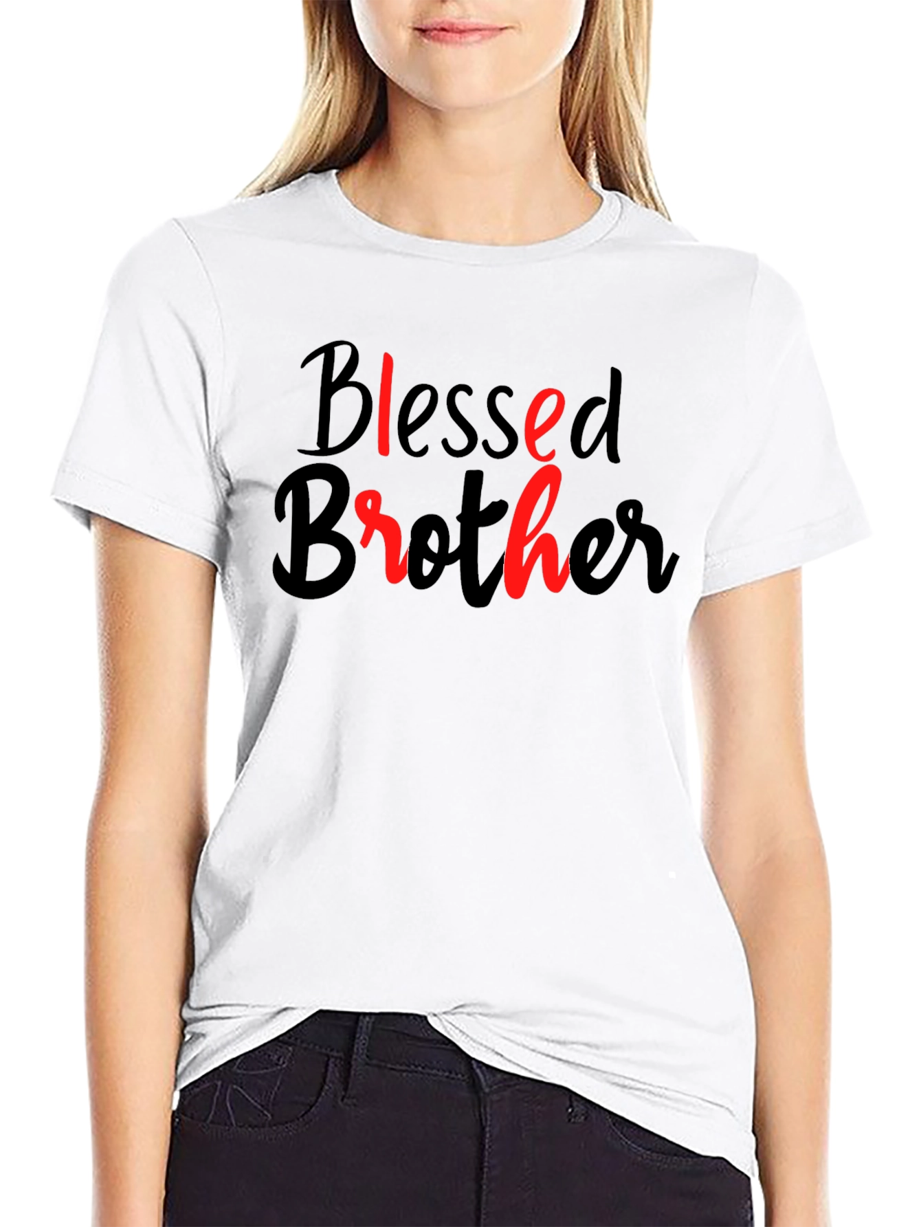 Black Blessed Brother Black Graphic Tee view 9