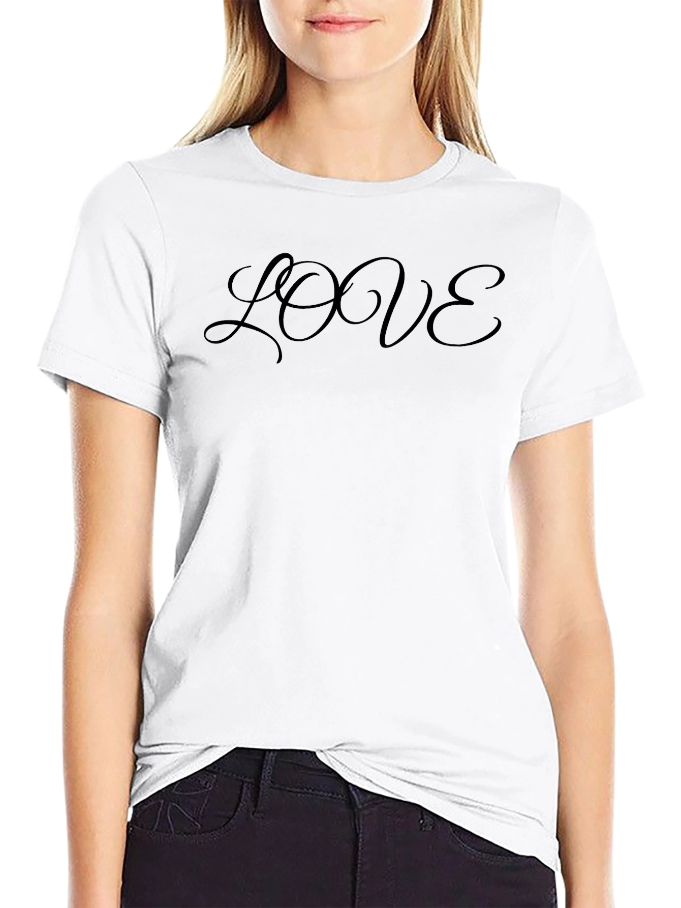 Black Love Script T-Shirt - Stylish Casual Wear view 9