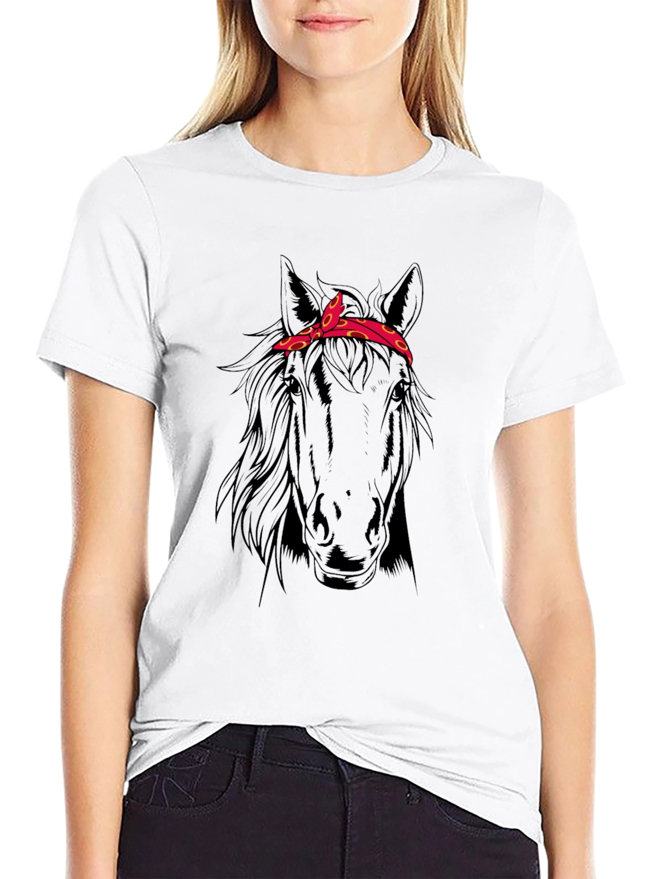 Black Horse Head Bandana T-Shirt - Black view 9