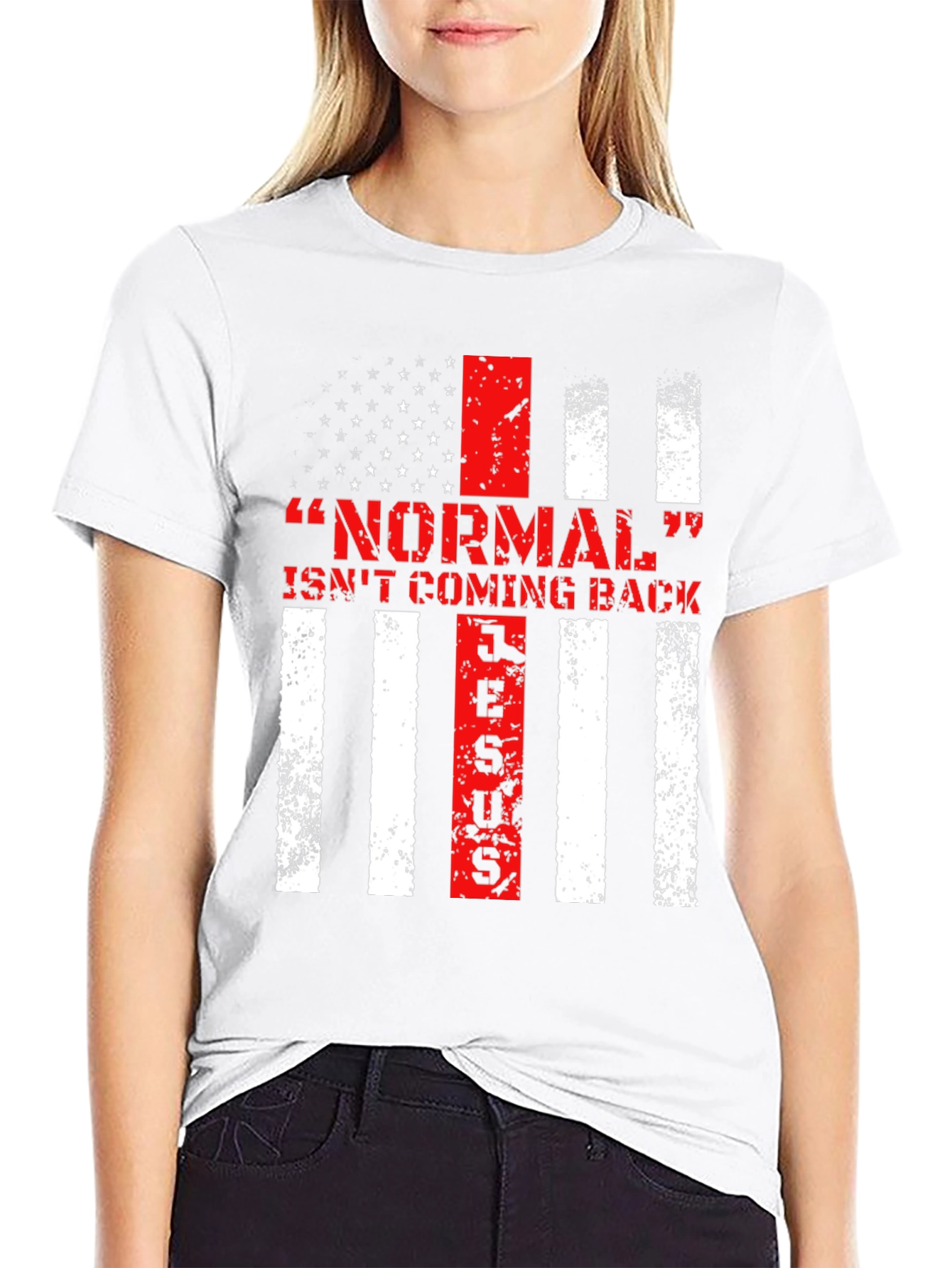 Black Normal Isn't Coming Back Jesus Patriotic T-Shirt view 9