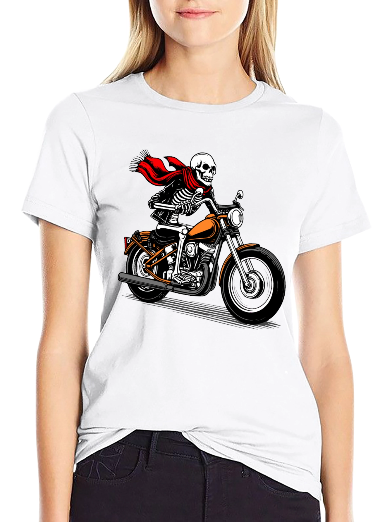 Black Skeleton Biker Graphic Tee - Ride or Die! view 9