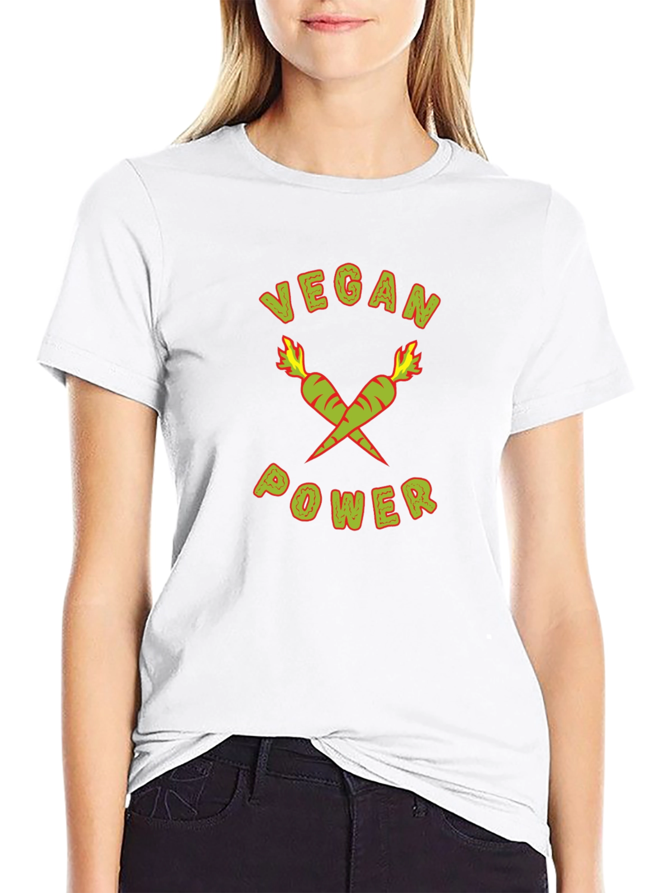 Vegan Power Black T-Shirt with Carrot Design - 9