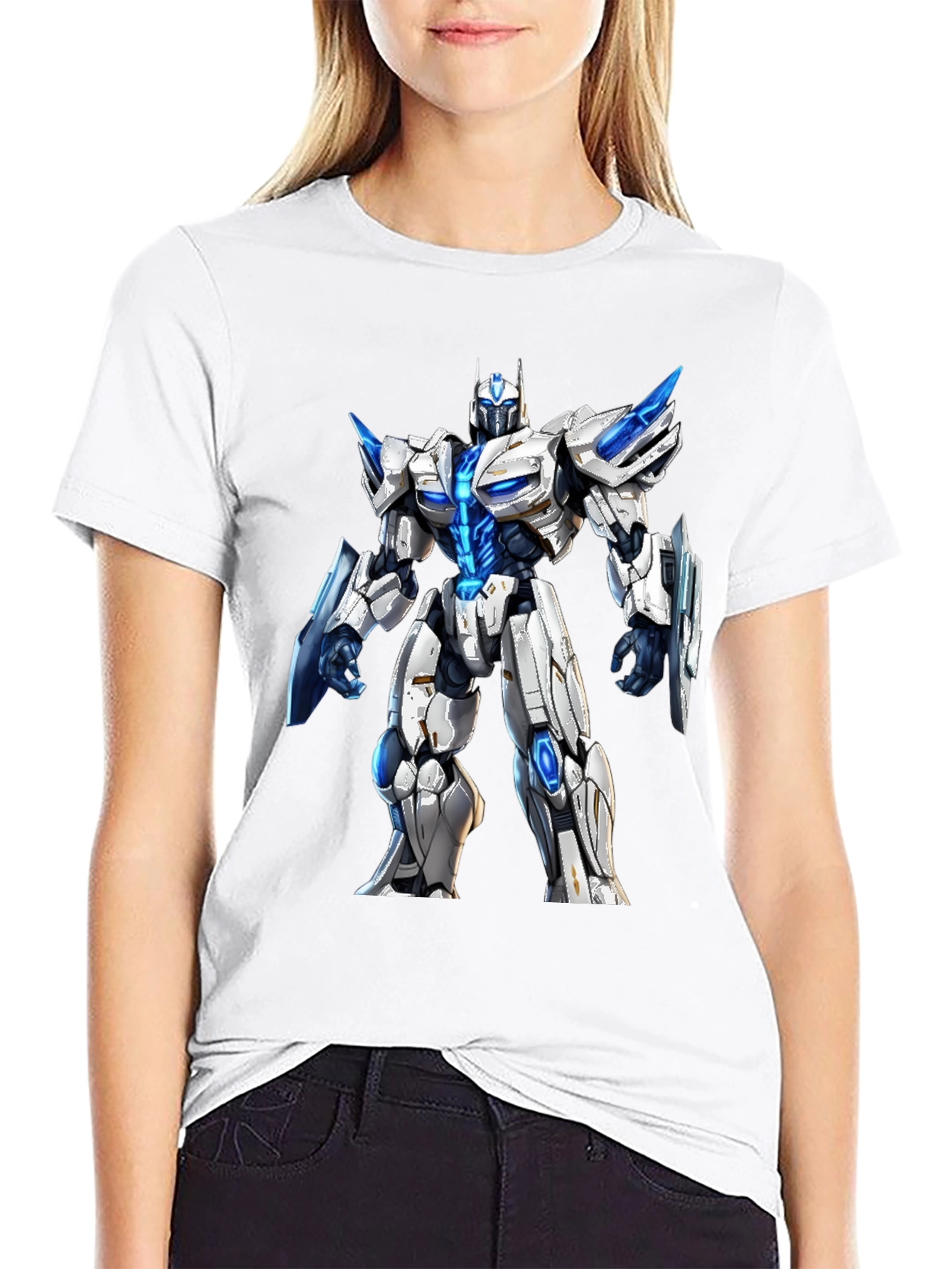 Black Robotic Warrior Graphic T-Shirt view 9