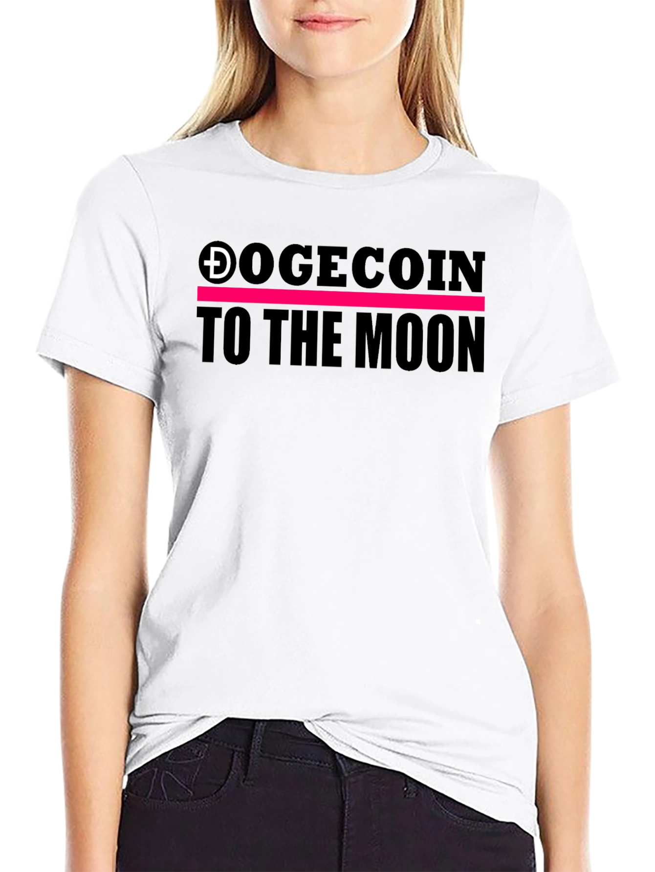 Black Dogecoin to the Moon Black Tee view 9