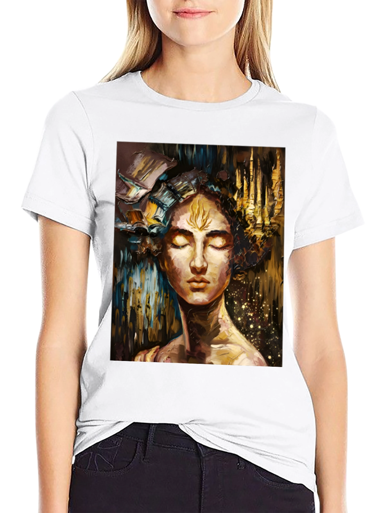 Black Abstract Art Print Black Unisex T-Shirt view 9