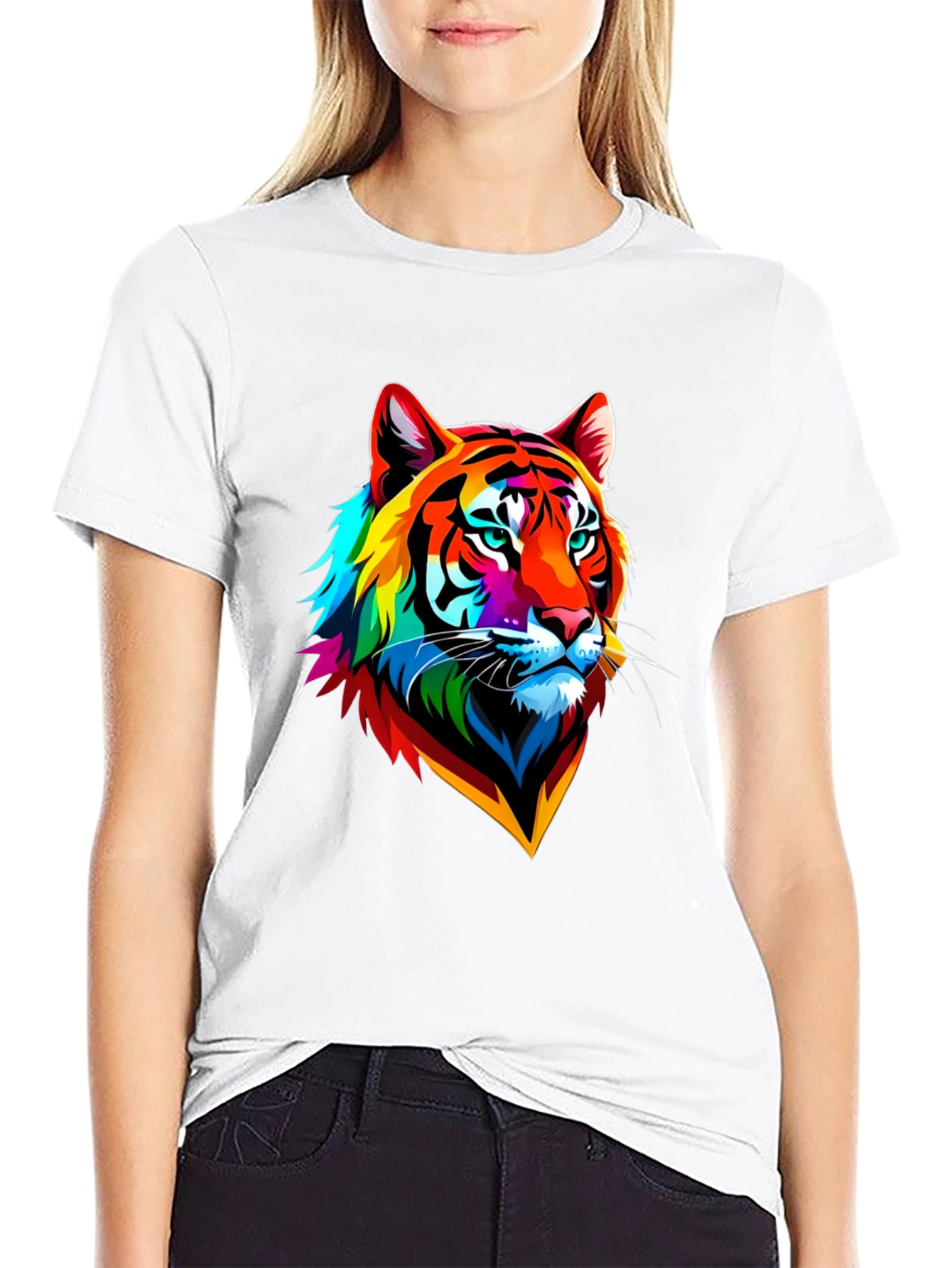 Black Vibrant Tiger Graphic T-Shirt - Bold Animal Print view 9