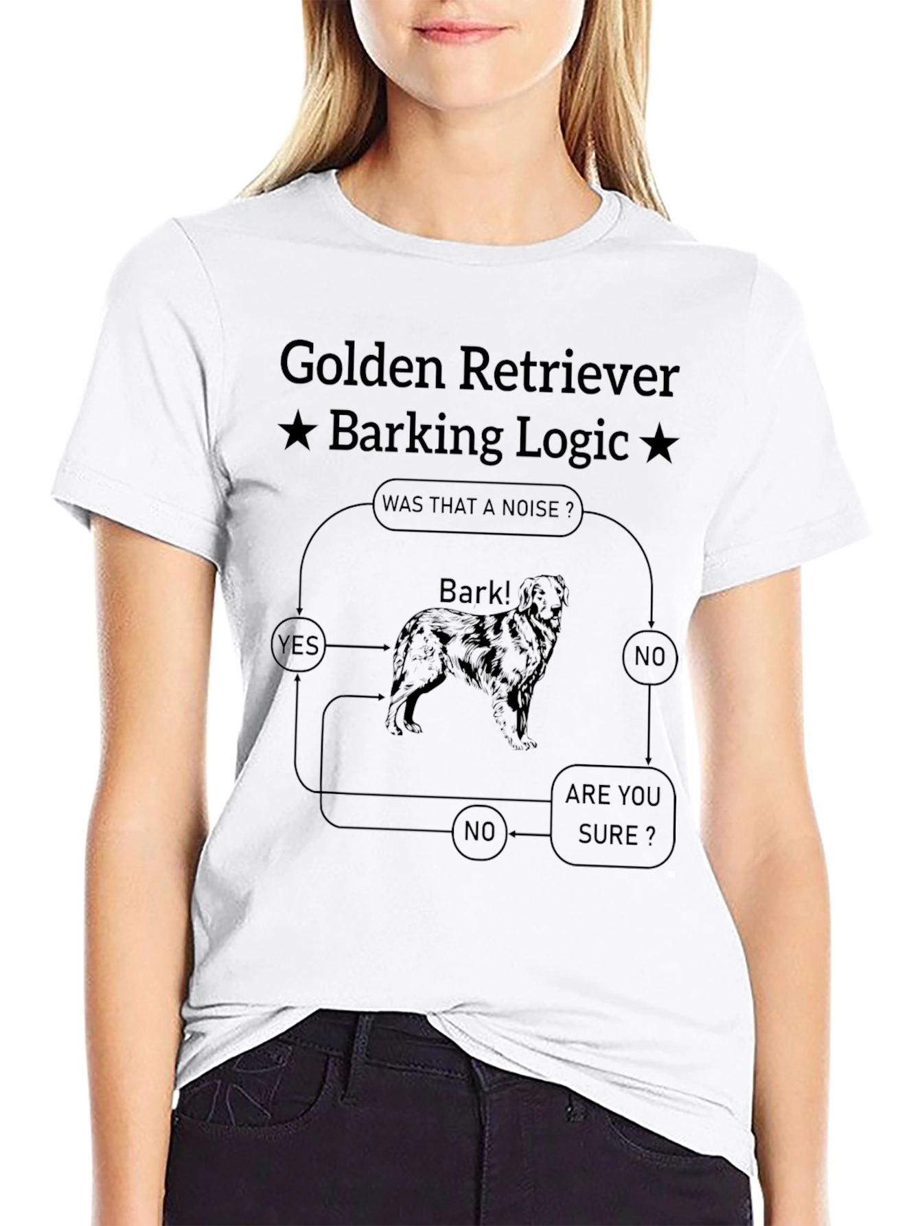 Black Golden Retriever Barking Logic Graphic T-Shirt view 9