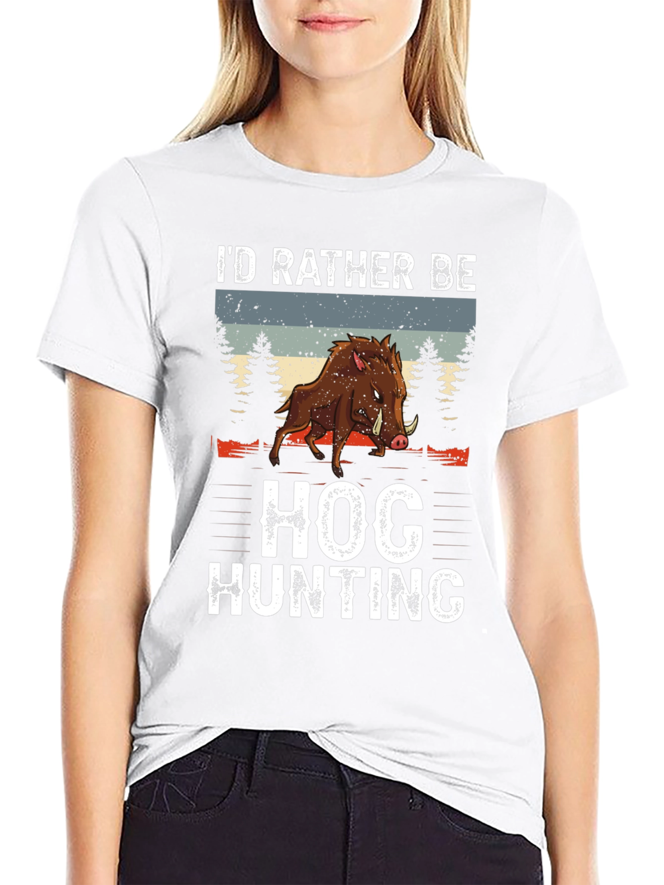 Black Hog Hunting Tee: I'd Rather Be Hunting Shirt view 9