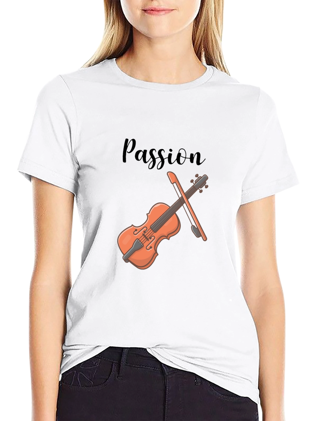 Black Passion Violin Graphic Tee - Stylish Musician's T-Shirt view 9