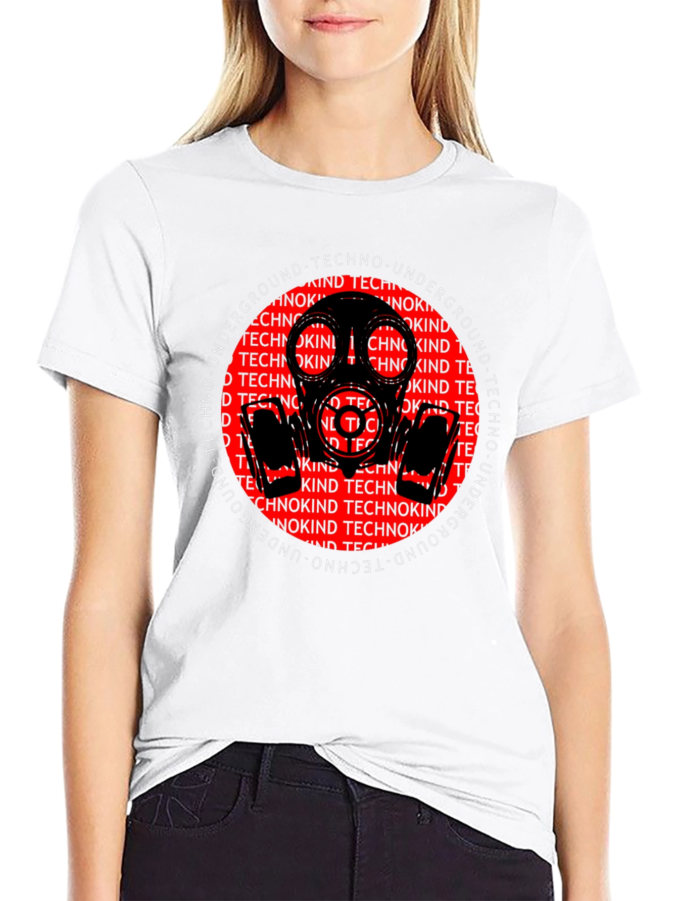 Black Techno Underground Gas Mask Graphic Tee view 9