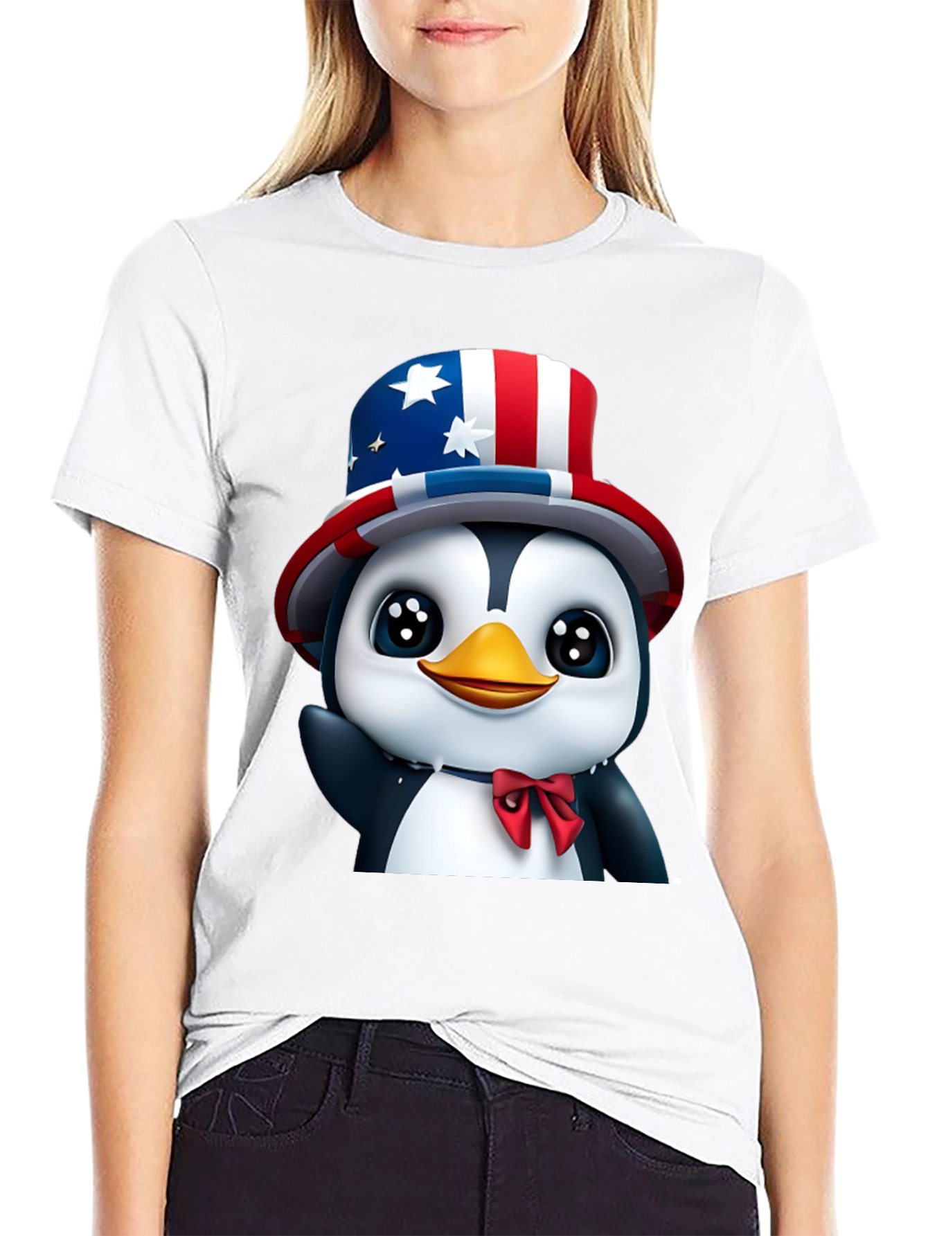 Black Patriotic Penguin T-Shirt - USA Pride view 9