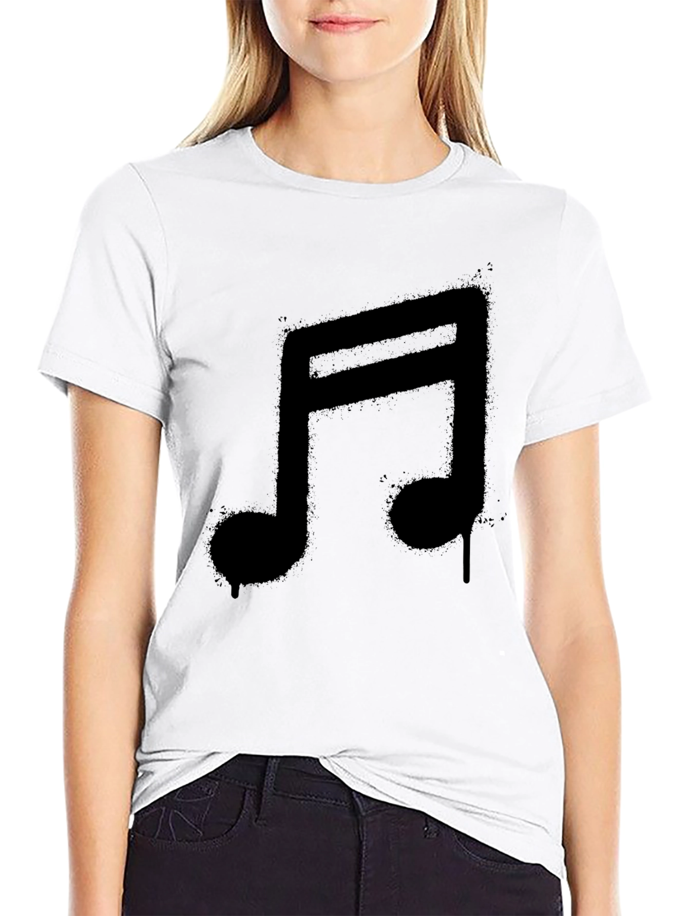 Black Music Note Graphic Black T-Shirt view 9