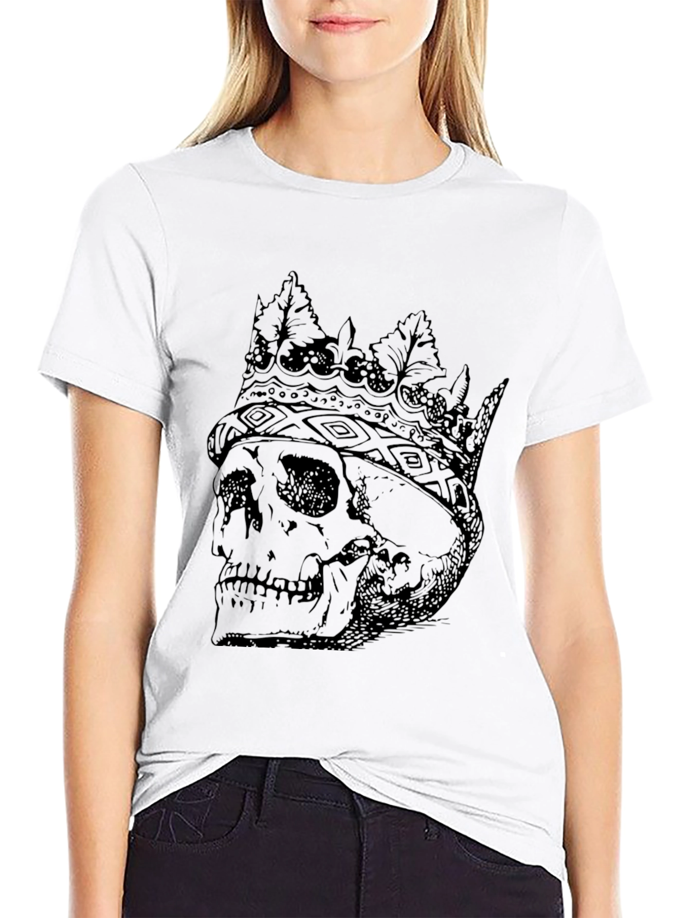 Black Skull King Graphic Tee - Black Cotton Blend view 9