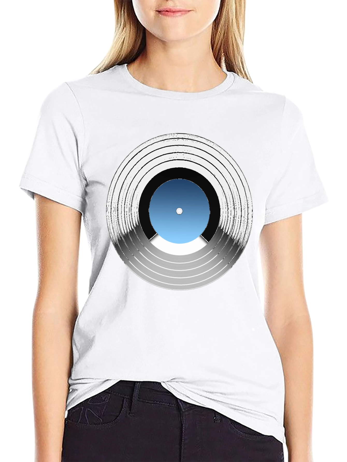 Black Vinyl Record Graphic Tee - Music Lover T-Shirt view 9