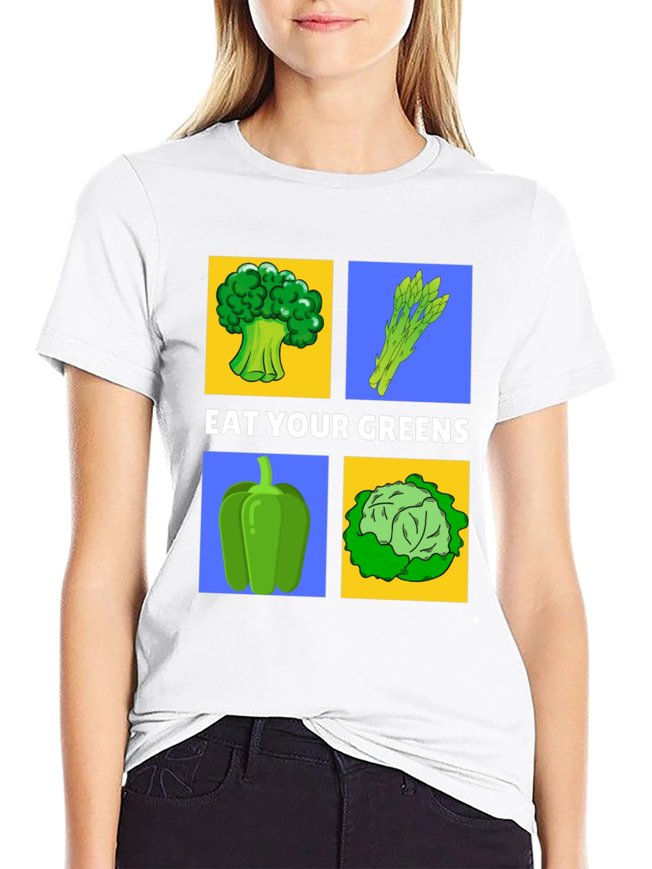 Black Eat Your Greens T-Shirt - Vegan Foodie Apparel view 9