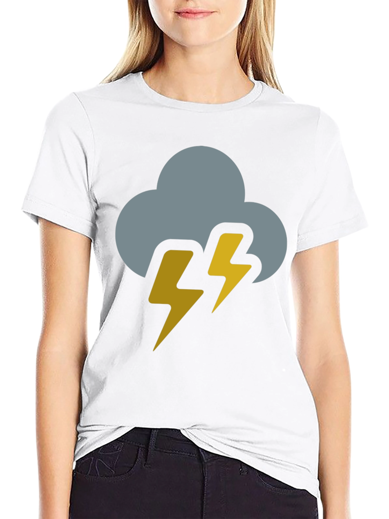 Black Storm Cloud Lightning Bolt Black T-Shirt view 9