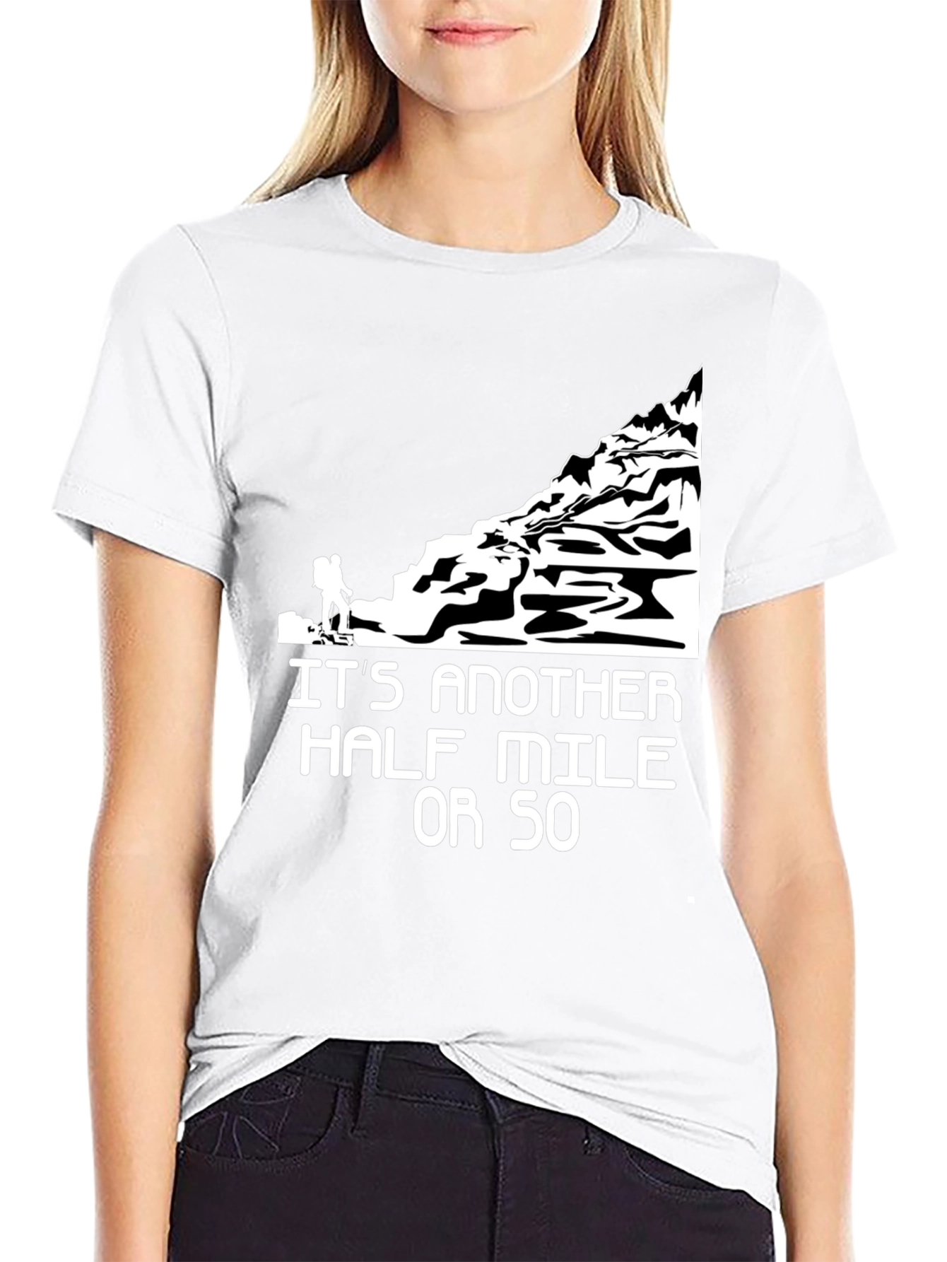 Black Hiking Humor Graphic T-Shirt - Another Half Mile view 9