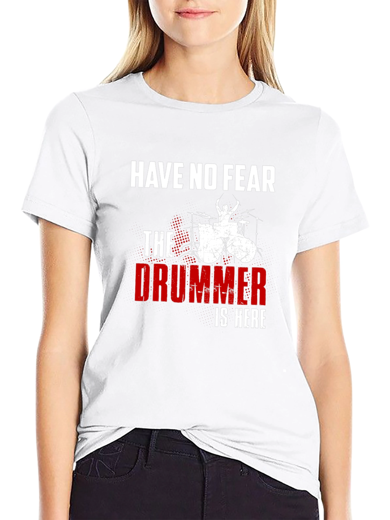 Black Have No Fear The Drummer is Here Black T-Shirt view 9