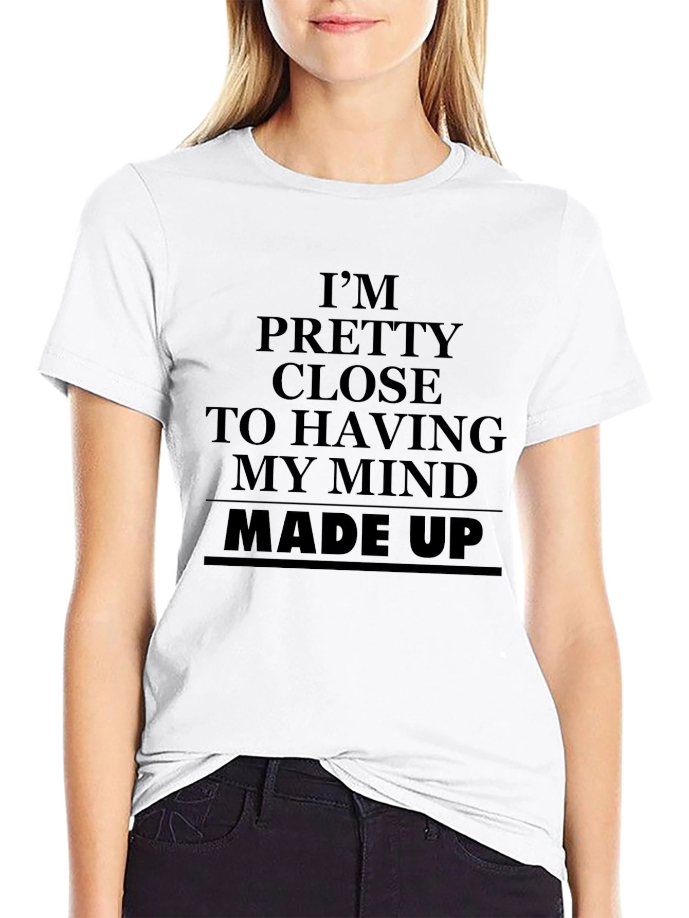 Black Humorous "Made Up Mind" Graphic Tee - Black Casual T-Shirt view 9