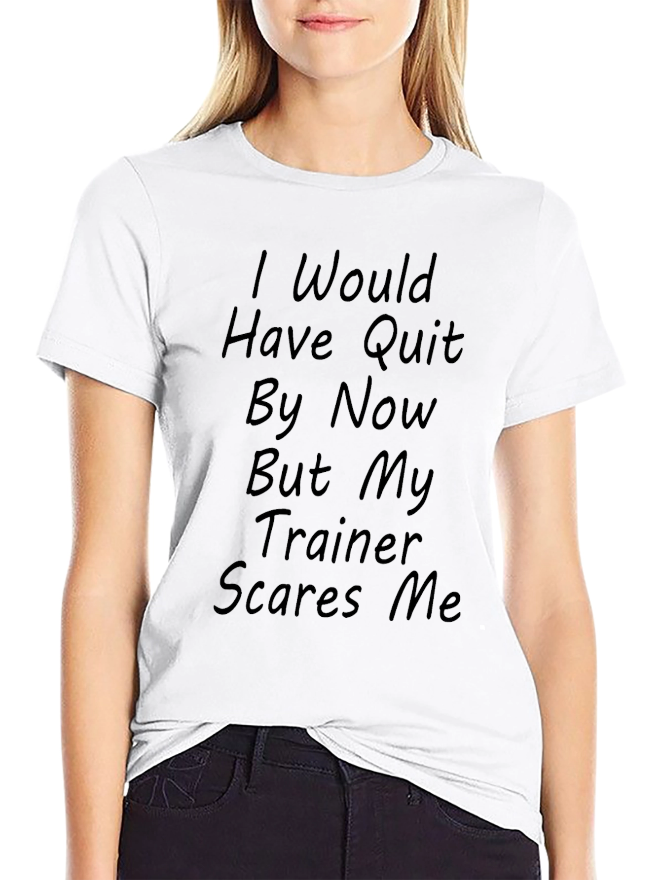 Black Funny Workout T-Shirt - Trainer Scares Me view 9