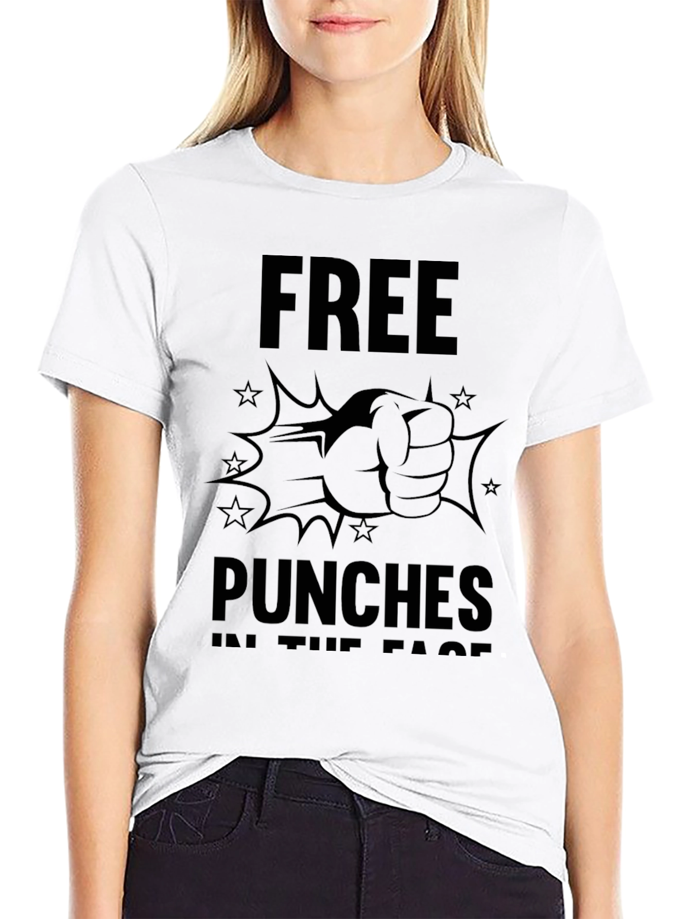 Black Free Punches in the Face Black Graphic Tee view 9