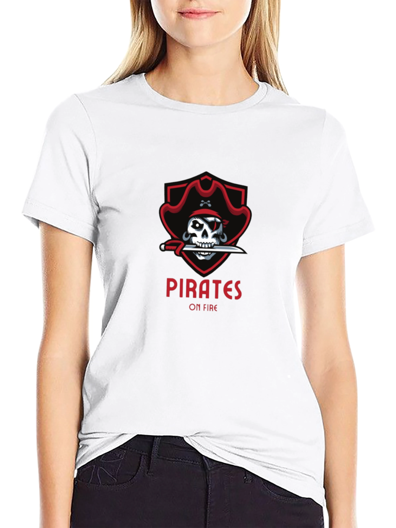 Black Pirates On Fire T-Shirt - Skull Graphic Tee view 9