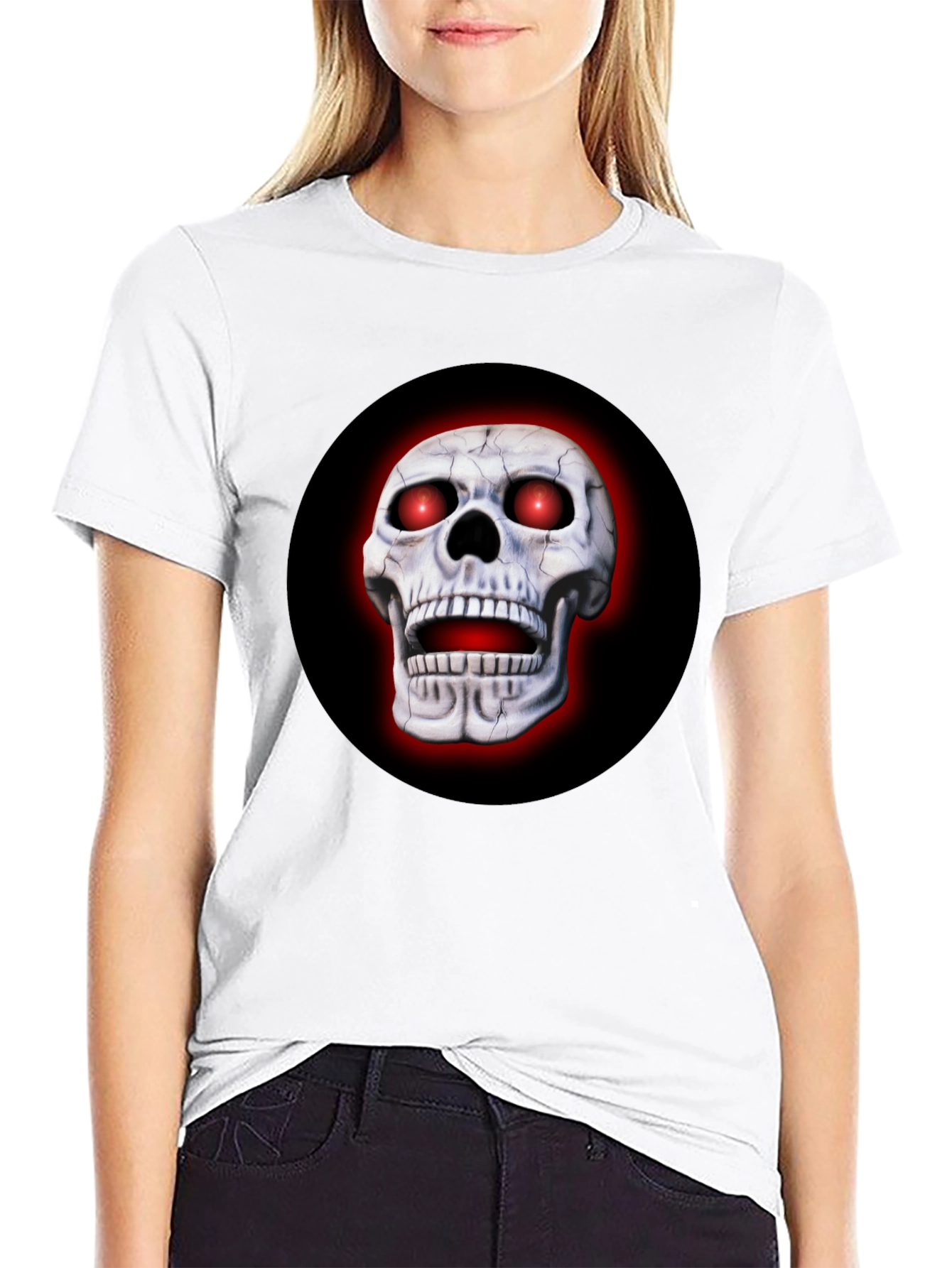 Black Men's Skull Graphic Print Black T-Shirt view 9