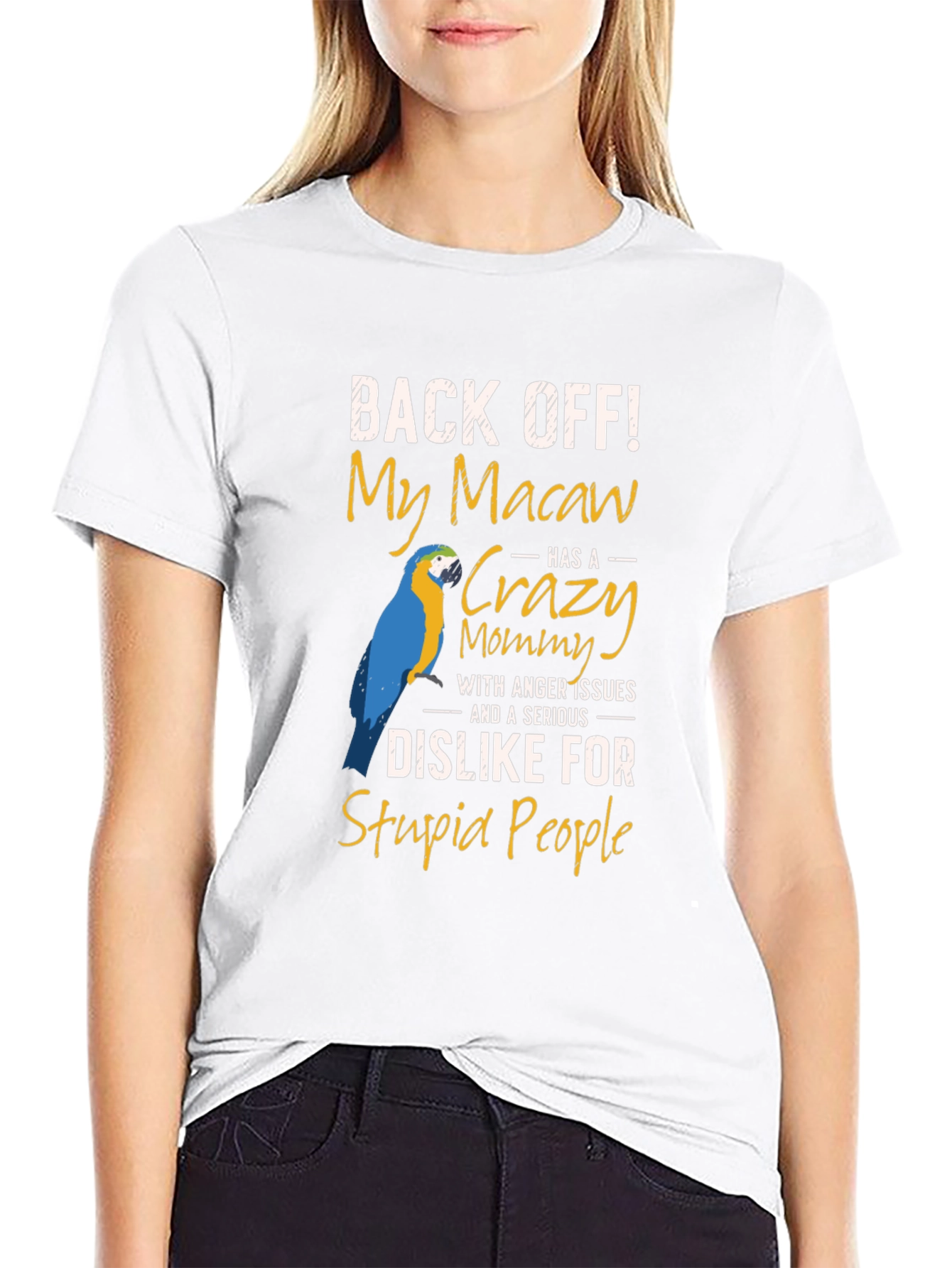 Black Macaw Mommy T-Shirt - Back Off Slogan view 9