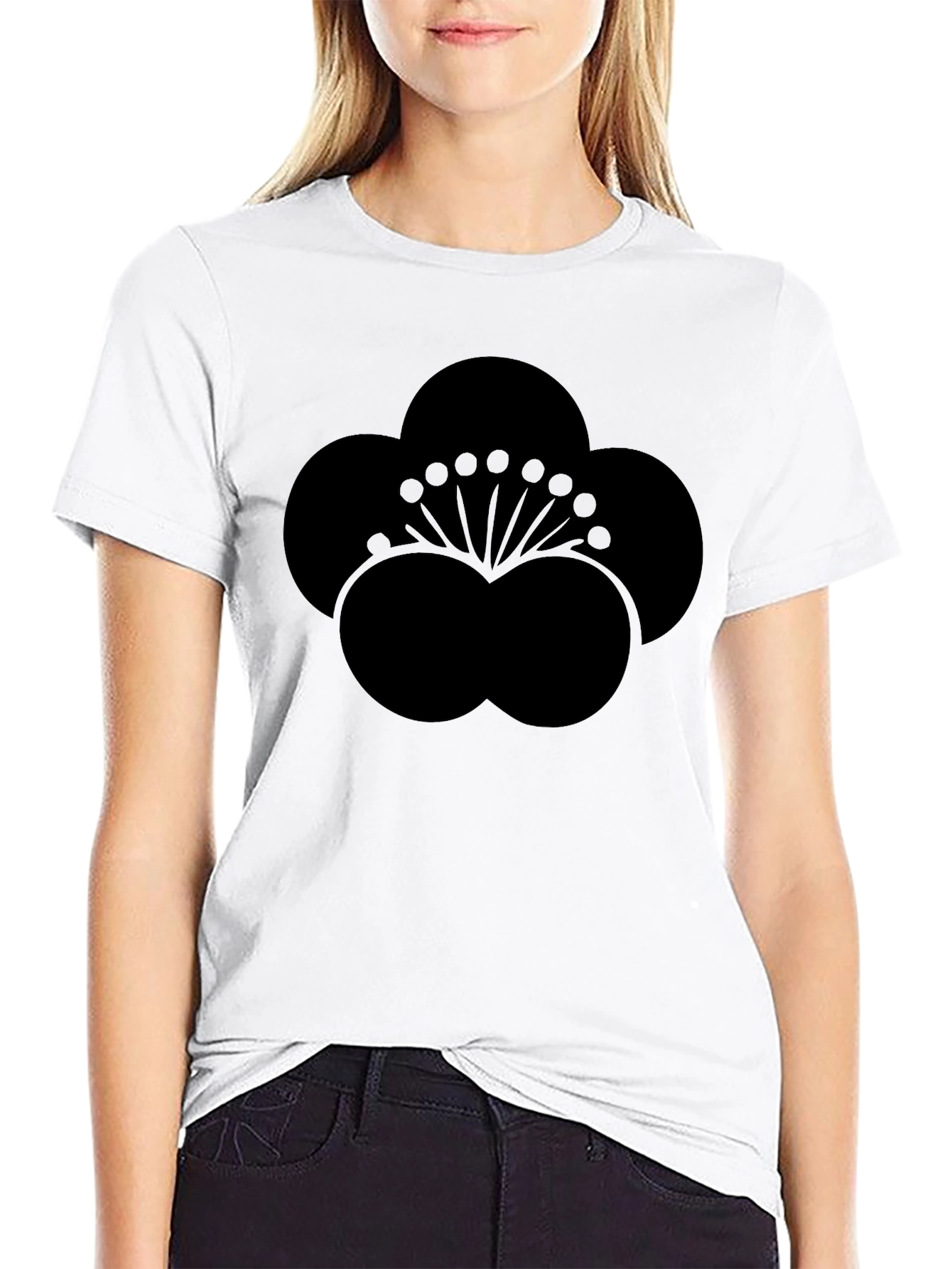 Black Black Plum Blossom Graphic Tee - Stylish & Unique view 9