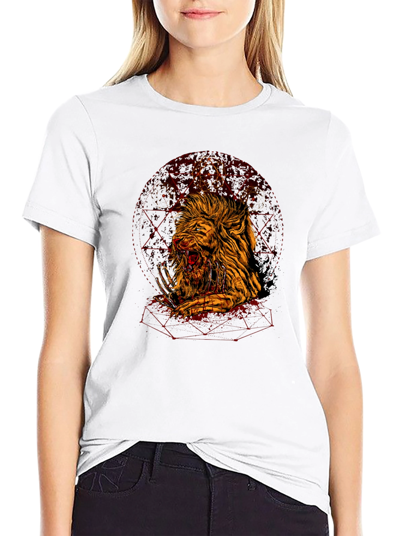 Black Graphic Lion T-Shirt - Edgy Urban Style view 9